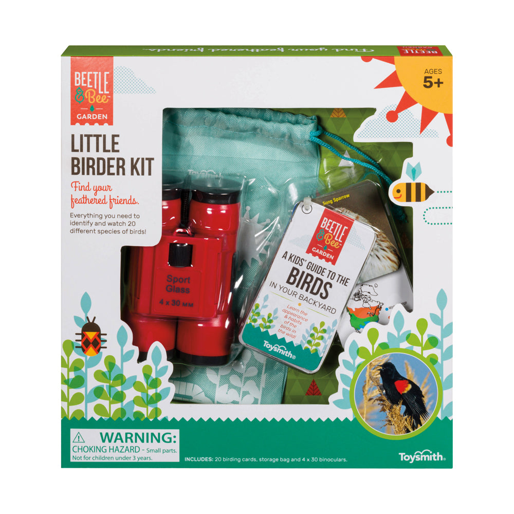 Beetle & Bee Garden 4x30 Little Birder Binoculars Kit for Kids - Compact & Lightweight Bird Watching Equipment - Perfect for Backyard Exploration, Nature Hikes & Outdoor Adventures