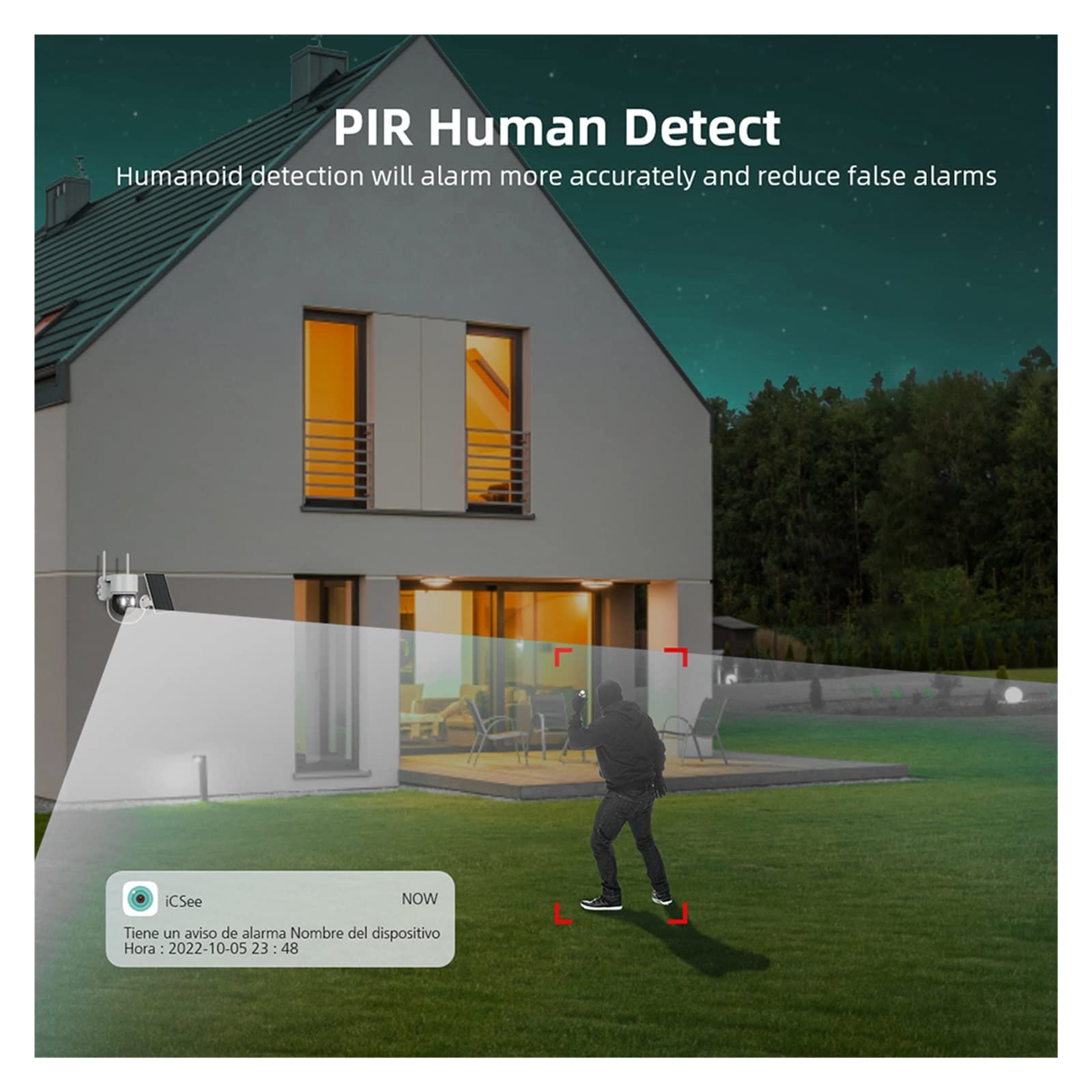 SilteD 2K 4MP Solar Security Camera Outdoor - WiFi PTZ Surveillance with Human Detection, 4000mAh Rechargeable Battery & Solar Panel (No SD Card Needed) - Ideal for Home, Yard, and Business Security Monitoring