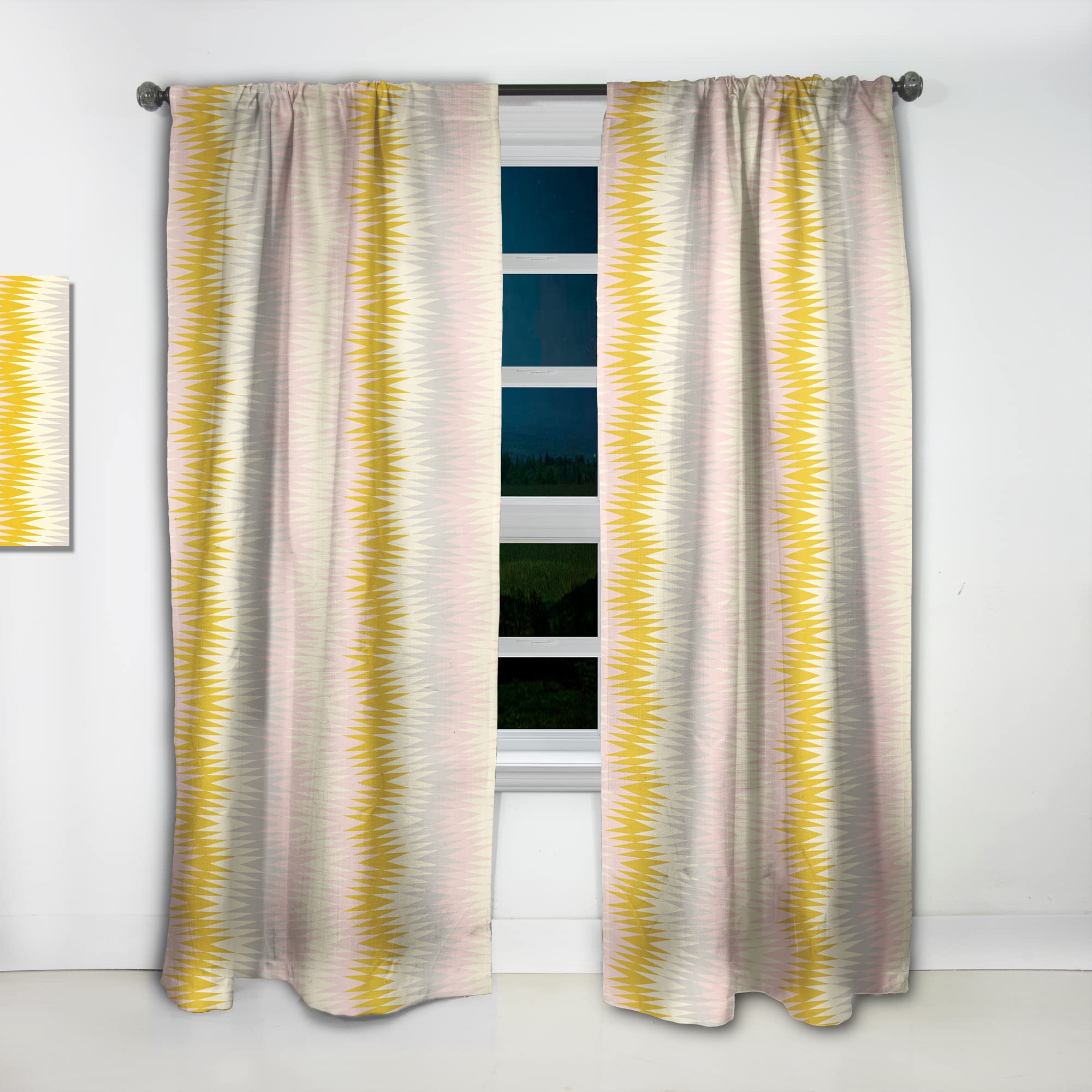 Retro Abstract Design IV Thermal Insulated Curtains - 52x95 Inch Single Panel for Bedroom & Living Room - Blackout Drapes for Home Decor & Privacy