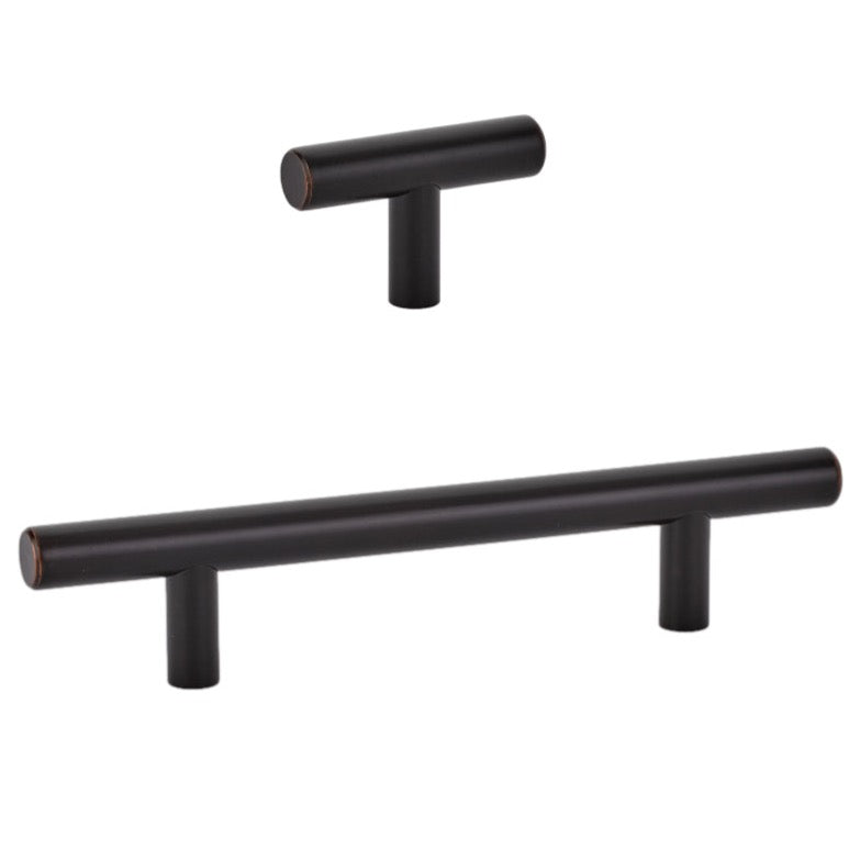 European Style Oil Rubbed Bronze T-Bar Cabinet Knobs and Pulls - Vintage Kitchen & Bathroom Hardware for Drawers and Cabinets