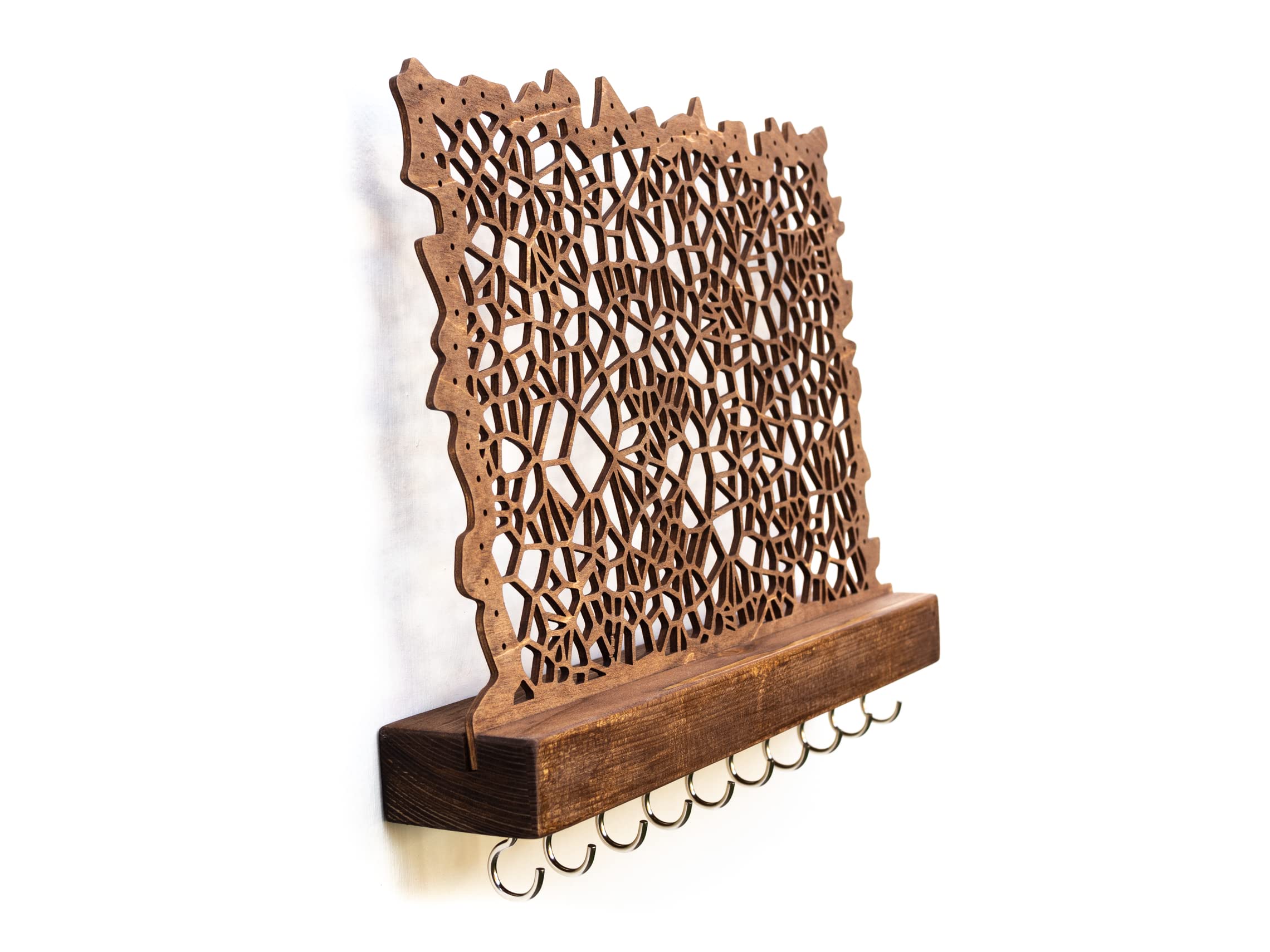 Wall Mounted Jewelry Organizer - Hanging Display Stand for Necklaces, Bracelets, Earrings & Studs - Perfect for Bedroom, Closet & Boutique Store Organization