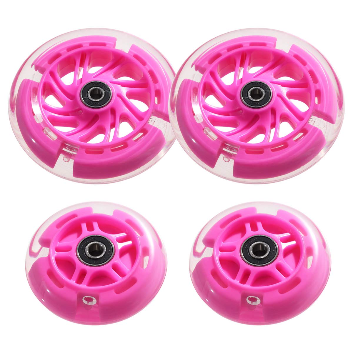 120mm Front & 80mm Rear LED Light-Up Replacement Wheels for Kids Scooter - Complete 3-Wheel Set with Flashing Lights - Perfect for Night Riding, Outdoor Play & Push Kick Scooters (Set of 4)