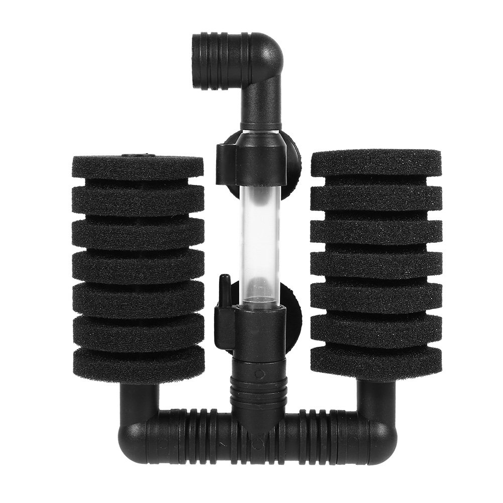 2 Types Aquarium Sponge Filter - Air Pump Powered Double Sponge Filter with Suction Cups for Fish Tanks - Ideal for Freshwater & Saltwater Aquariums, Shrimp Tanks, and Breeding Tanks