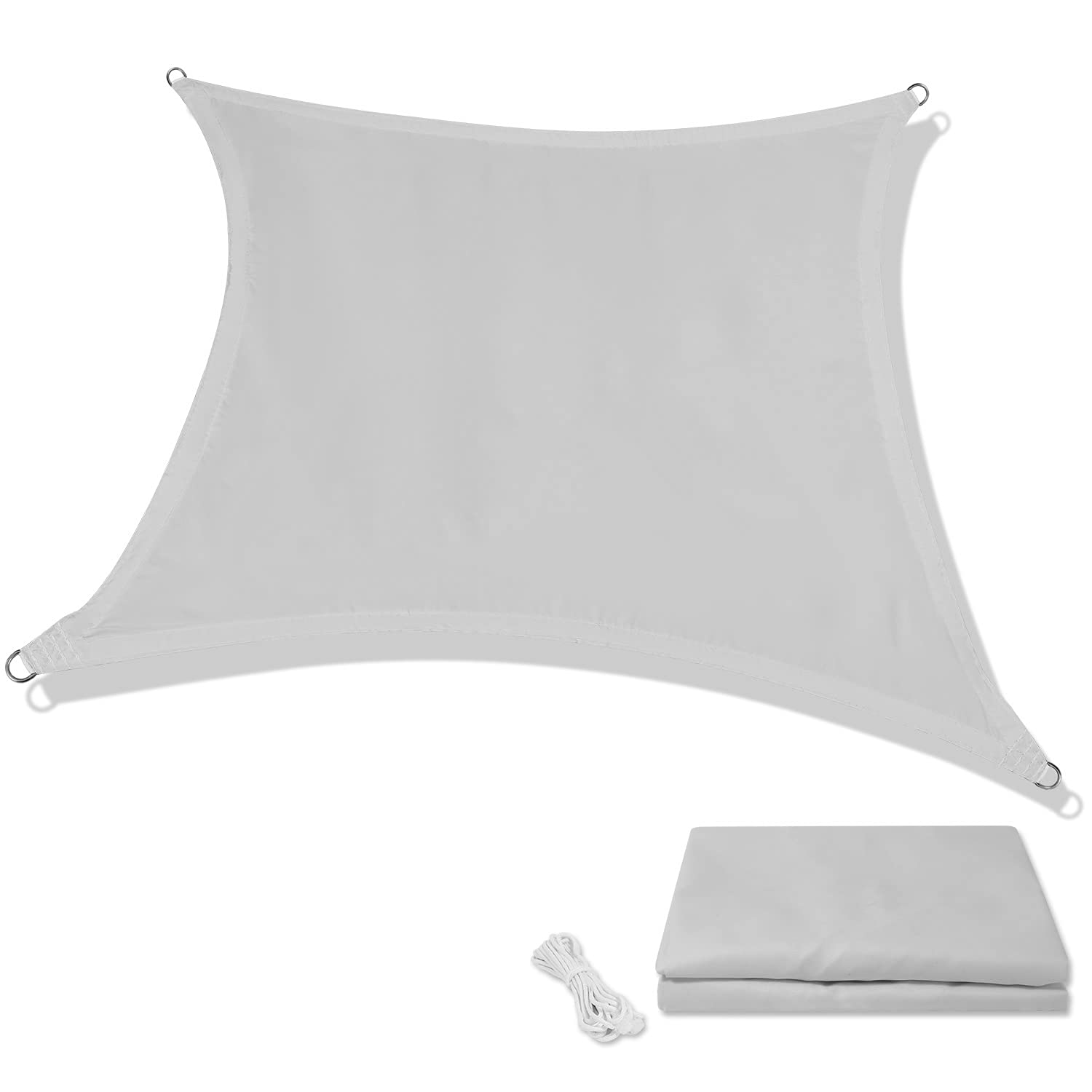 6.5' x 10' Rectangle White UV Block Waterproof Shade Sail - Sun Canopy for Backyard, Patio, Garden & Pool Area - Outdoor Sun Protection & Cooling Solution