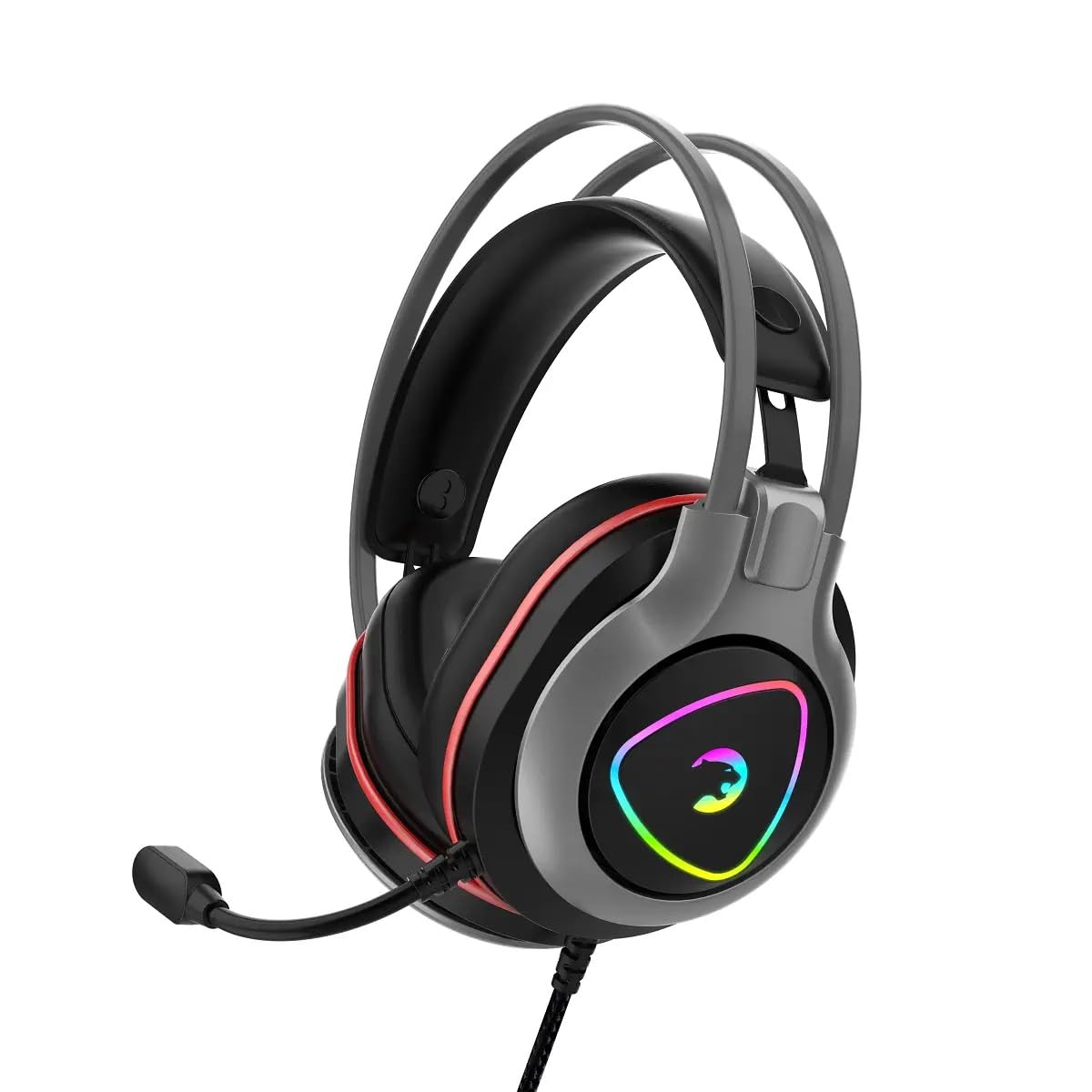 GAMEPOWER Ranger USB Gaming Headset with 7.1 Virtual Surround Sound - Wired RGB LED Headphones, 53MM Drivers, 360 Spatial Audio & Noise Cancelling Mic for PC, PS4, PS5 (Black) - Perfect for Competitive Gaming & Immersive Entertainment
