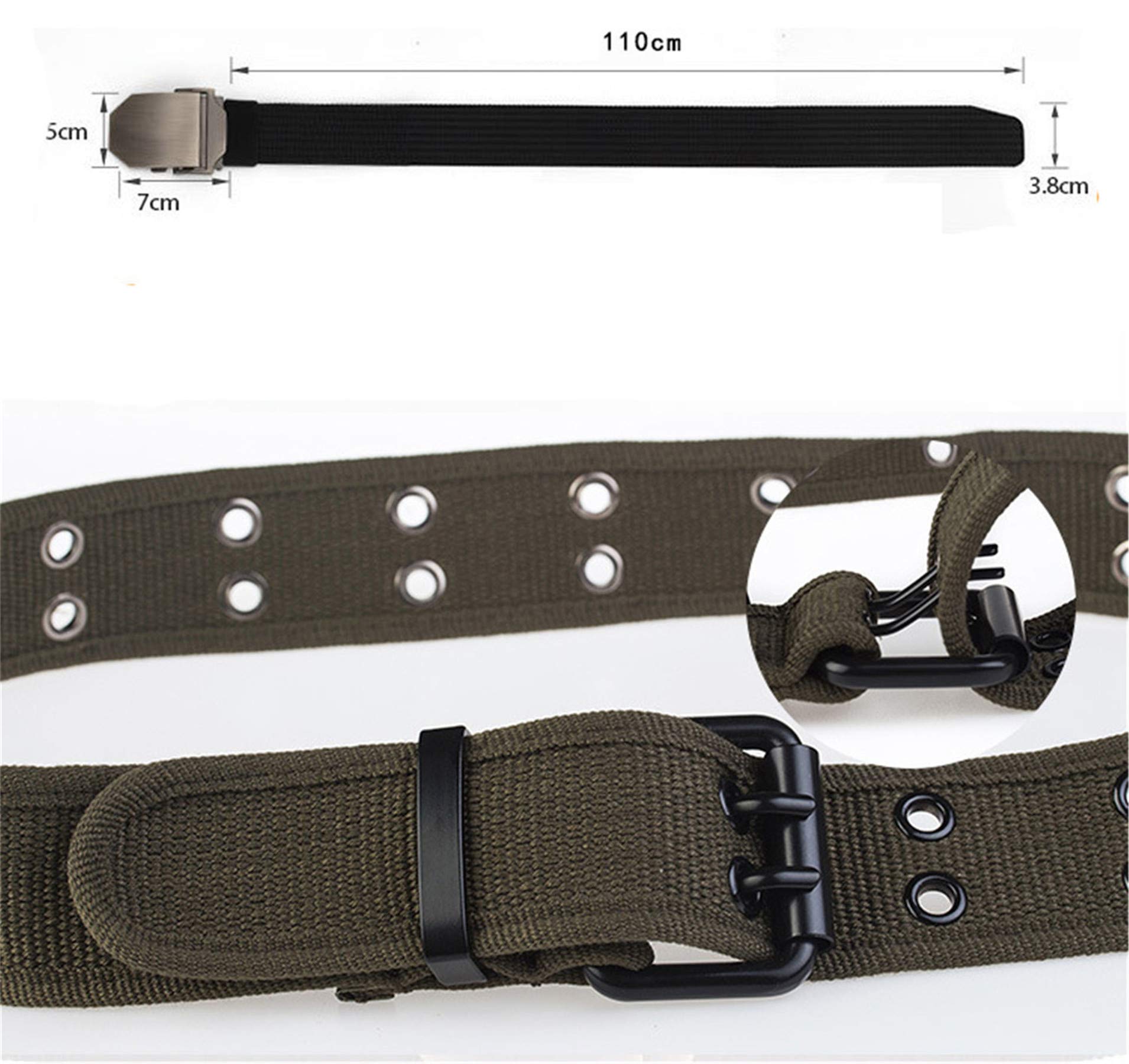 Andongnywell Canvas & Nylon Web Belt for Women & Men - Adjustable Double Hole Buckle Waistband - Perfect for Jeans, Work Pants, and Casual Wear