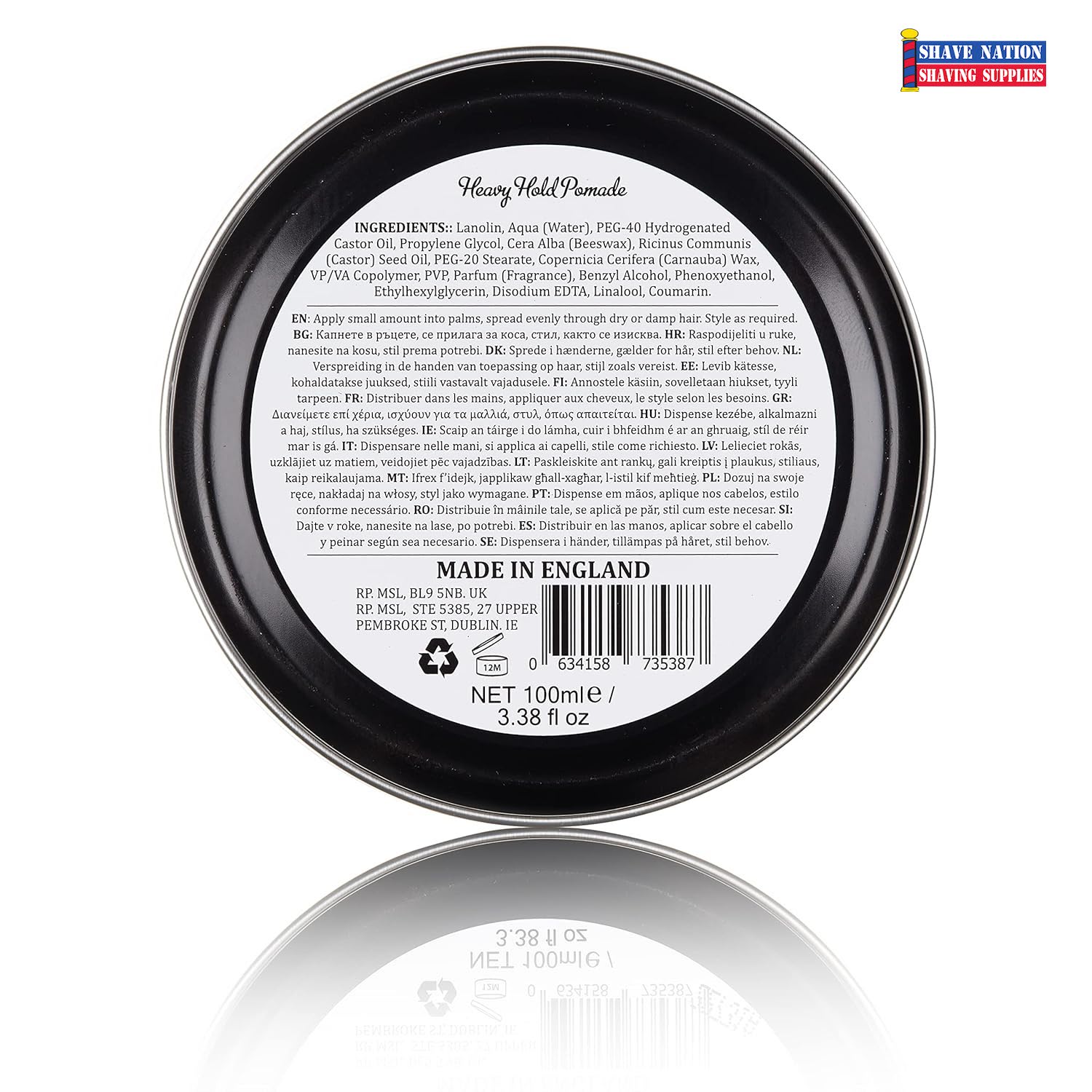 Dapper Dan Heavy Hold Pomade for Men - Strong Styling Wax in Black Tin - Perfect for Classic Slick Back, Pompadour & Vintage Hairstyles