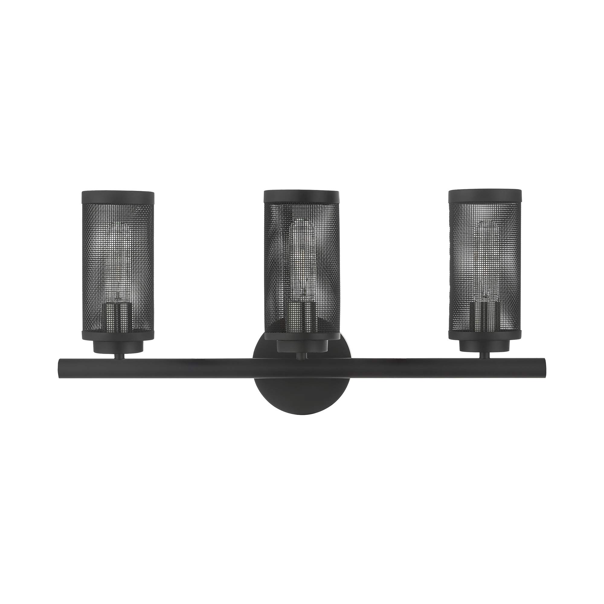 Livex Lighting 3-Light Black Bathroom Vanity Light with Brushed Nickel Accents - Modern Fixture for Bathroom, Powder Room or Dressing Area (Model 14123-04)