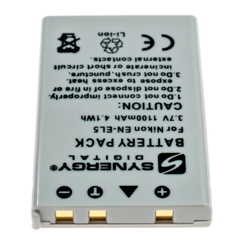 Synergy Digital Camera Battery for Nikon EN-EL5 & ENEL5 - 3.7V 1100mAh Li-ion Replacement Battery (Compatible with Nikon Coolpix Cameras) - Perfect for Travel, Photography, and Everyday Use