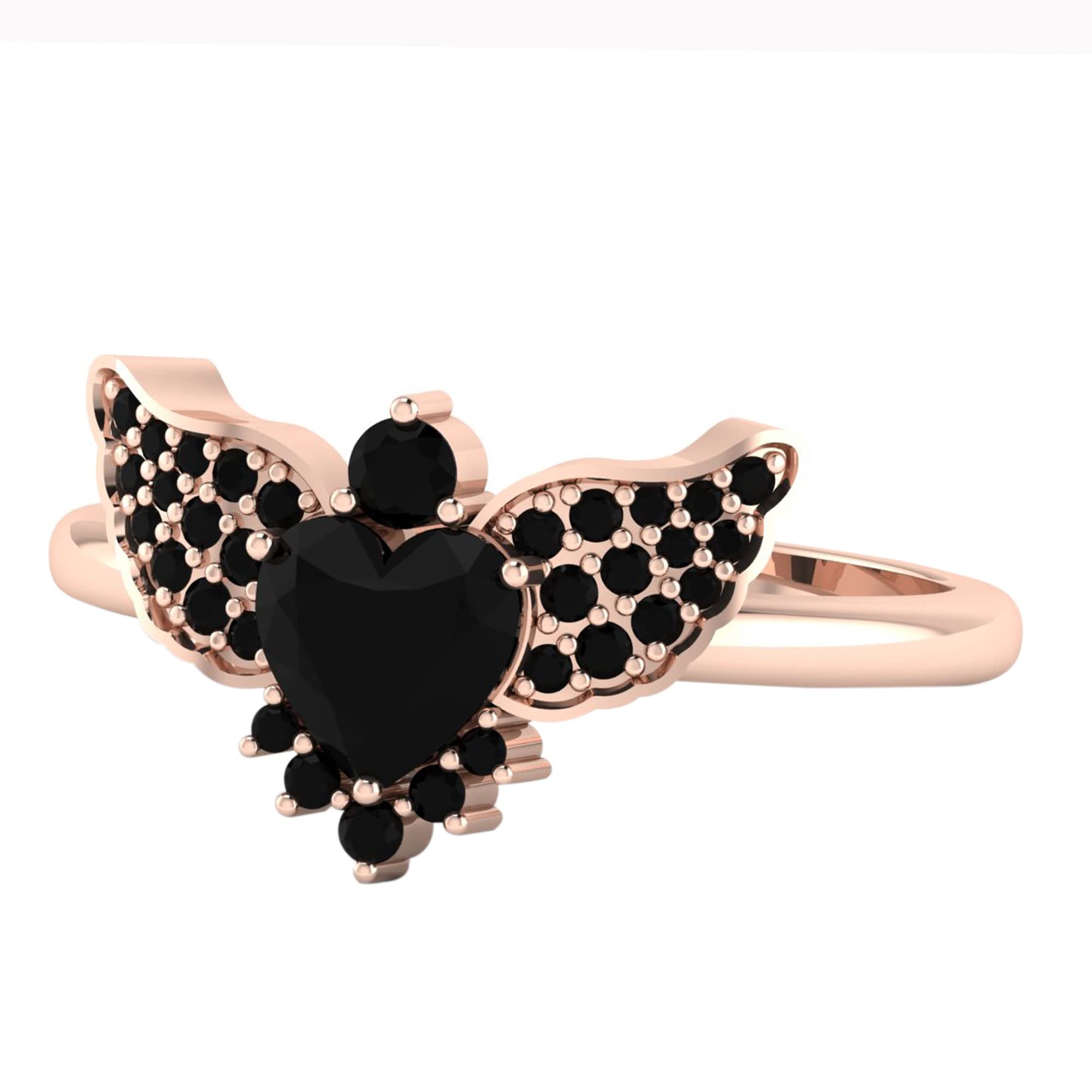 Black Onyx Butterfly Silver Ring - Elegant Faceted Cut Heart Shape Jewelry for Women - Perfect Wedding, Birthday & Love Gift - Ideal for Romantic Dates, Anniversaries & Special Occasions