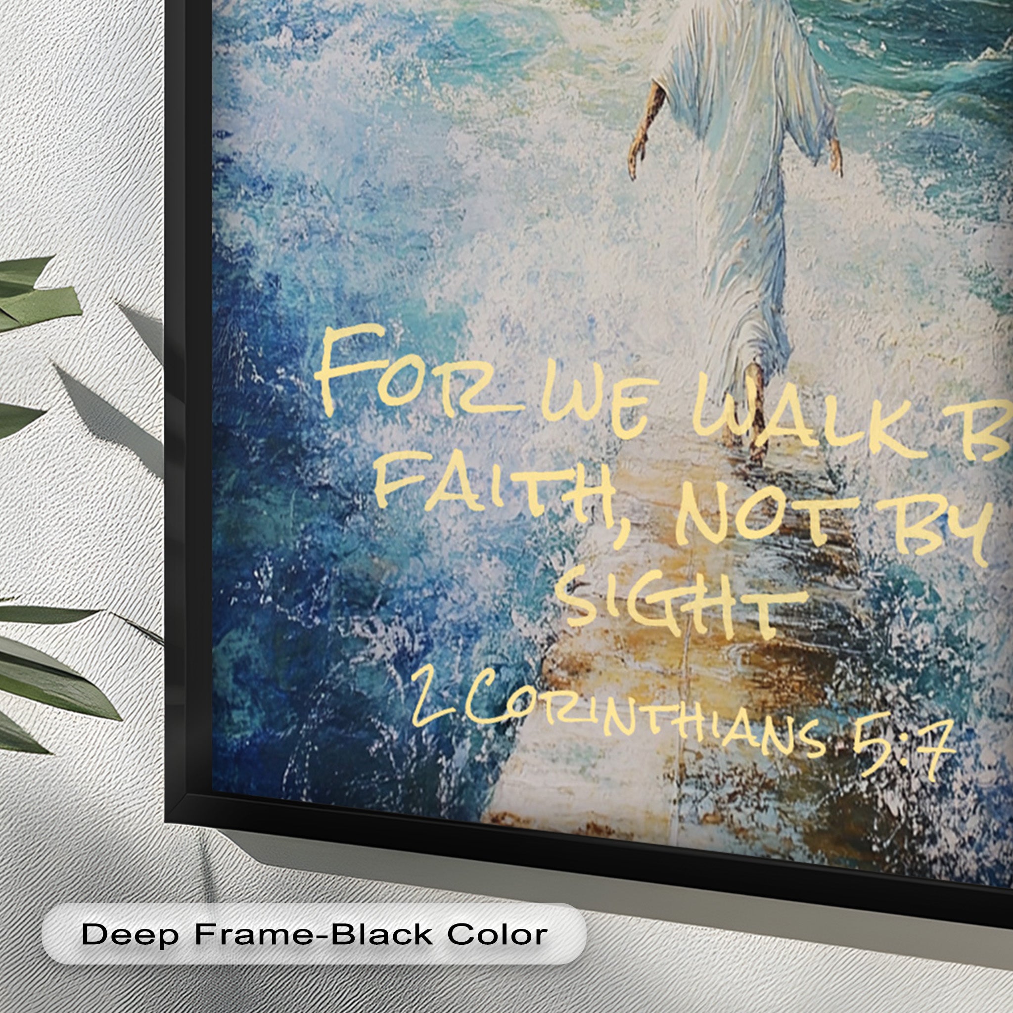 2 Corinthians 5:7 Walk by Faith Bible Verse Oil Painting - Inspirational Christian Wall Art for Home, Church & Office Decor