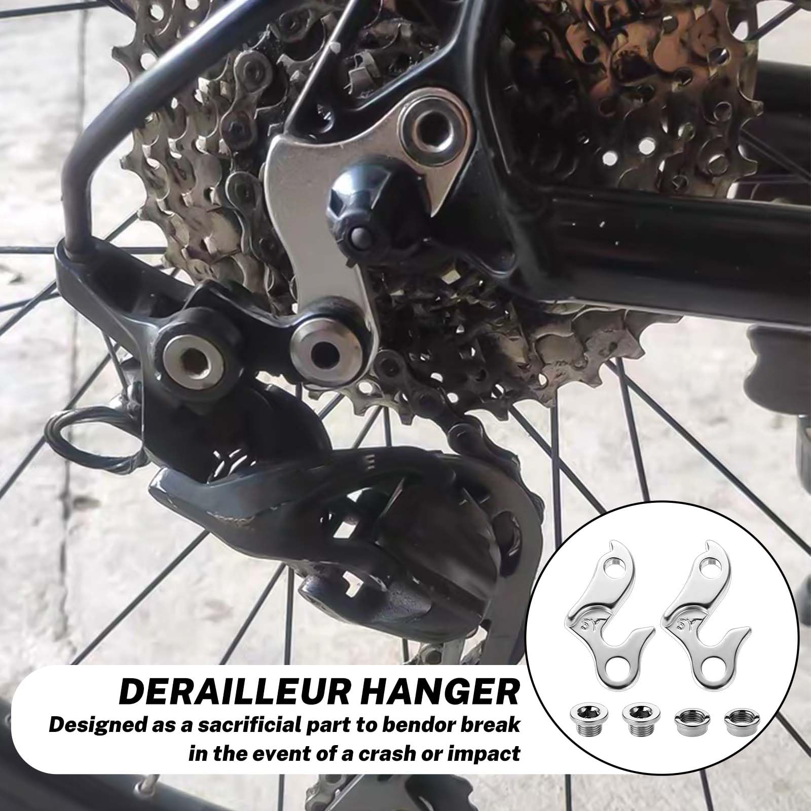 Universal Bicycle Derailleur Hanger - 2 Pack Replacement Gear Tail Hook for Road Bike, Mountain Bike & Cyclocross Bike | Durable Frame Repair Part for Smooth Gear Shifting | Perfect for Commuting, Trail Riding & Racing