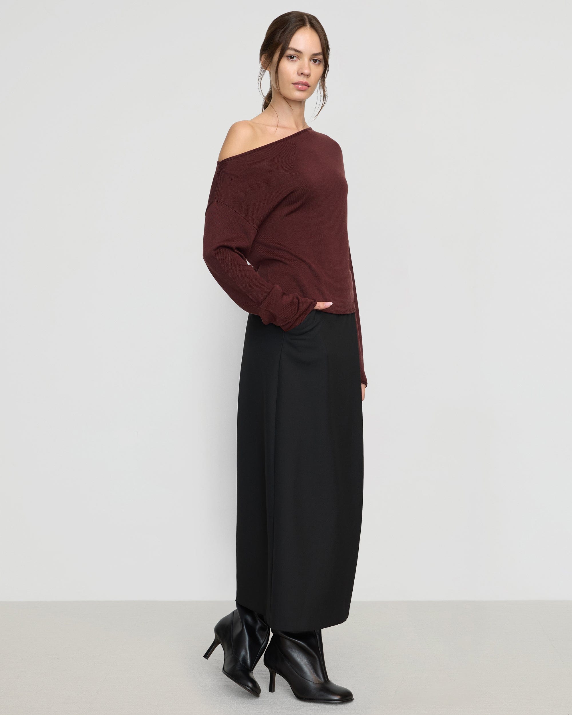 Hachi Tencel Wool Off Shoulder Sweater for Women - Soft & Breathable Pullover Top for Fall & Winter - Perfect for Casual Outings, Date Nights and Office Wear