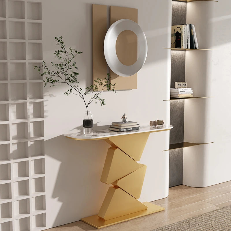 Italian Triangular Slate Console Table - Modern Entryway & Hallway Furniture for Home Decor | Durable & Stylish Design for Living Room, Bedroom, or Office