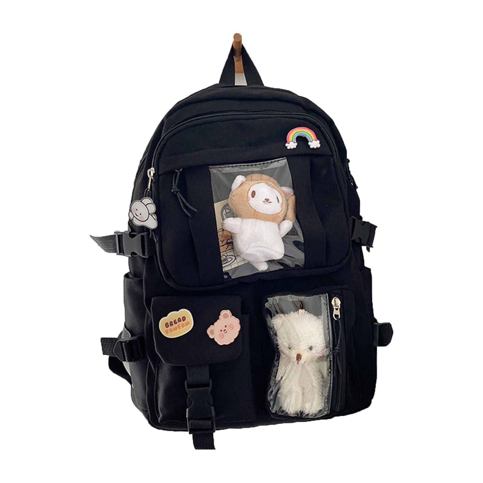 Cute Kawaii Backpack for School, College & Travel - Black (Perfect for Teens & Students)