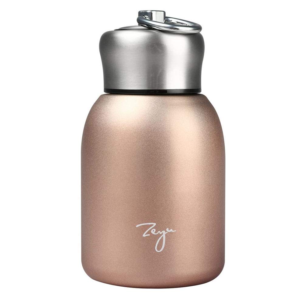 Gets Mini 9 oz (280ML) Stainless Steel Vacuum Insulated Water Bottle - Leak Proof, Keeps Hot & Cold - Rose Gold Sport Tumbler for Gym, Hiking, Office & Outdoor Activities