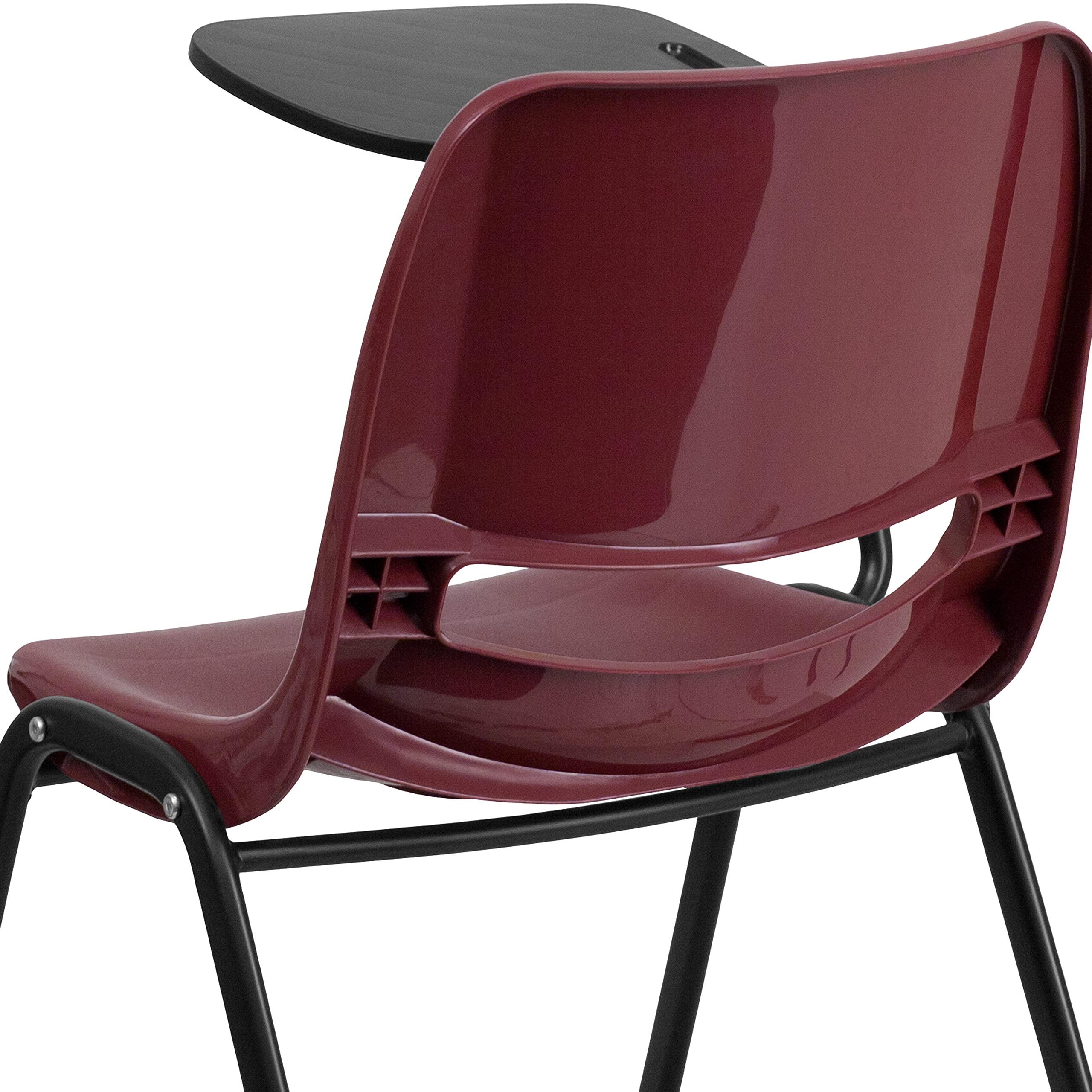 5 Pack Burgundy Ergonomic Shell Chair with Right Handed Flip-Up Tablet Arm - Comfortable Office & Conference Room Seating for Work & Study