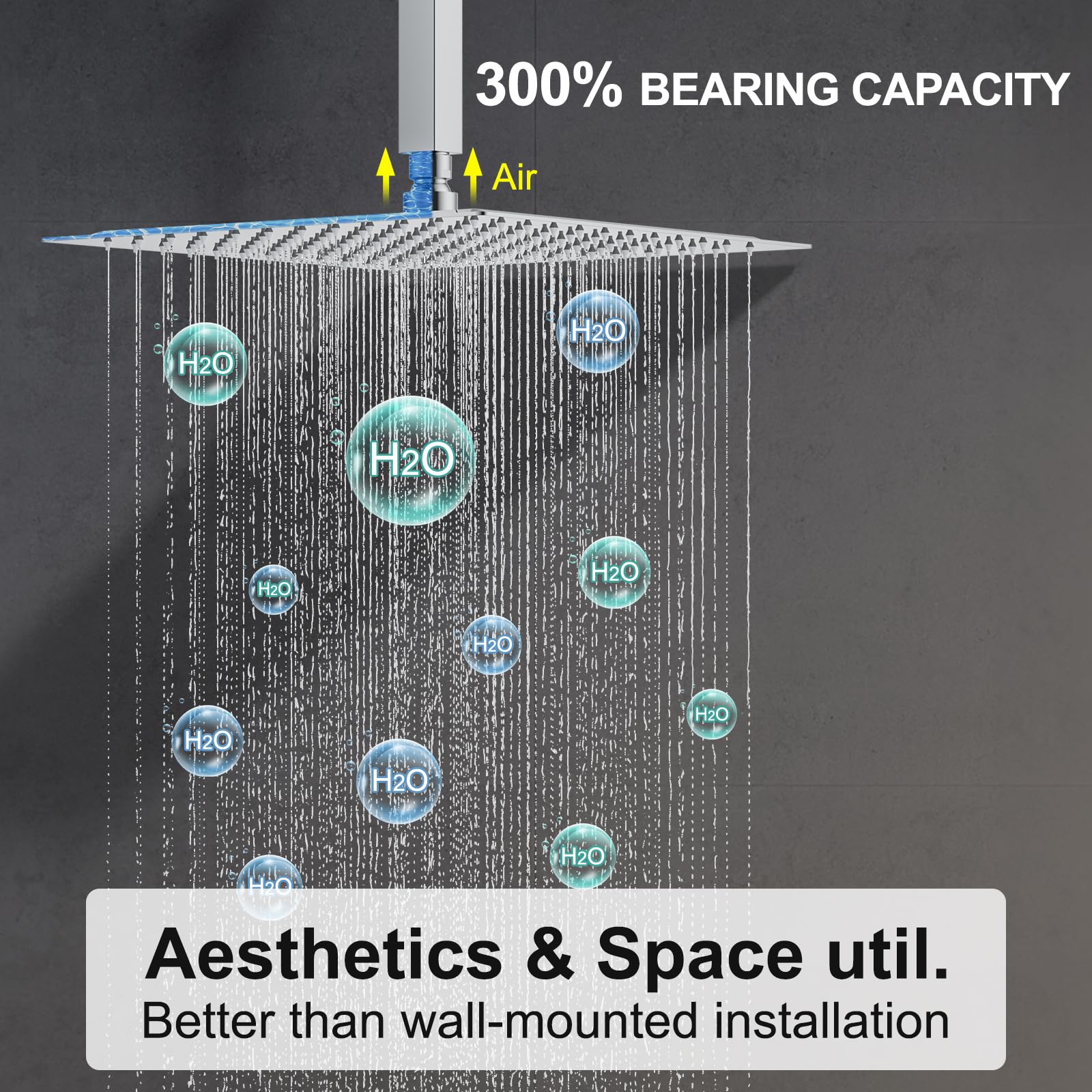 12 Inch High Pressure Rainfall Shower System with Handheld Shower Head & Chrome Faucet Trim - Ceiling Mounted Rain Mixer Shower Set (Includes Valve) - Perfect for Luxury Bathrooms & Spa-Like Experience