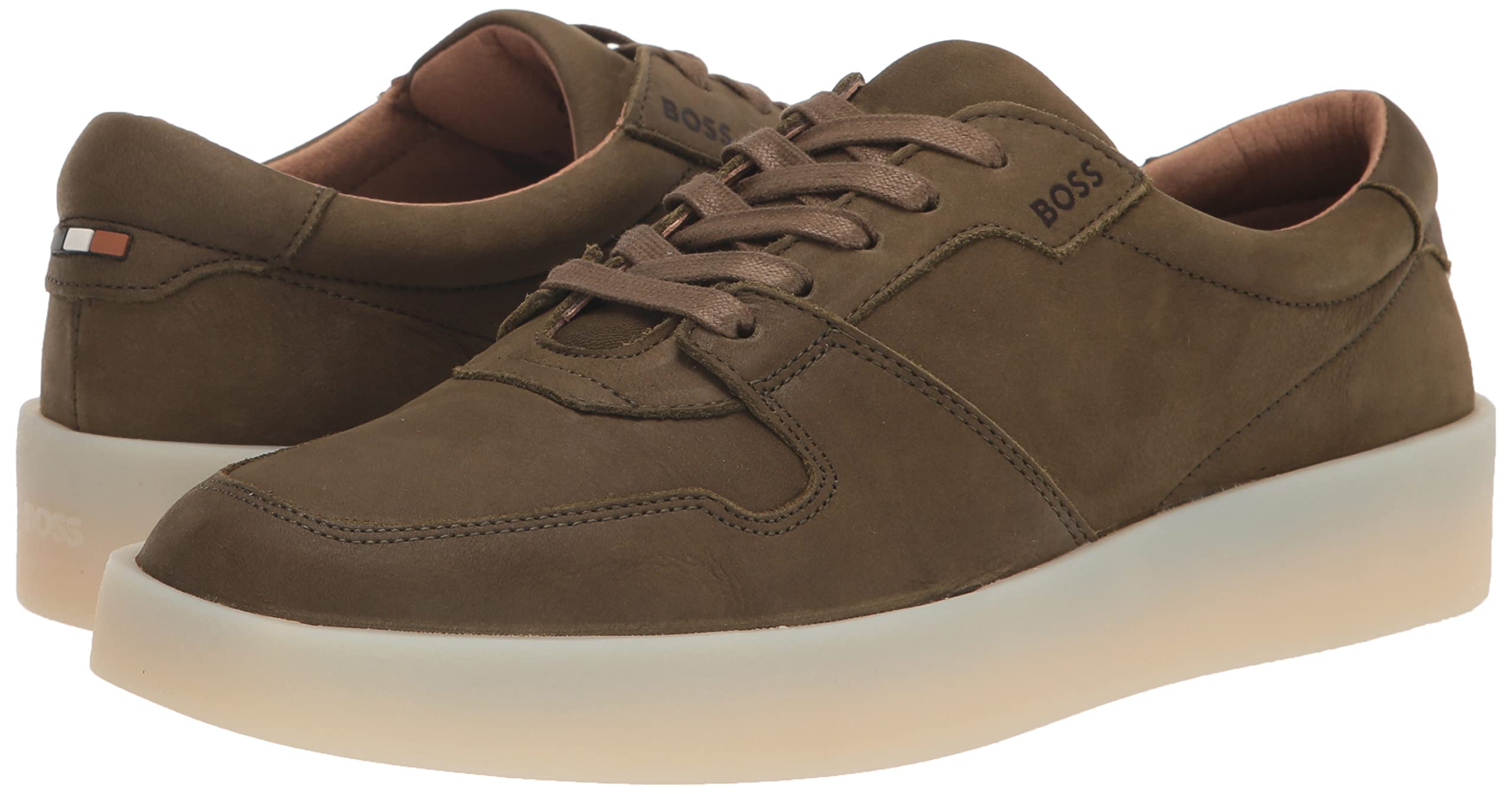 BOSS Men's Genuine Nubuck Leather Low Profile Sneakers - Lightweight Comfortable Casual Shoes for Work, Travel & Everyday Wear