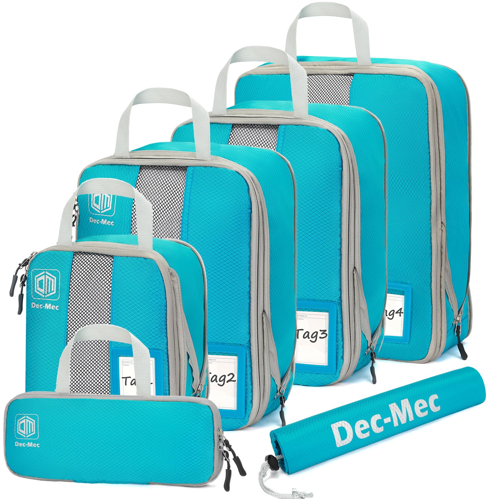 4/6 Set Expandable Compression Packing Cubes with Label - Travel Organizer for Suitcase & Carry On Luggage - Perfect for Business Trips, Vacations & Weekend Getaways