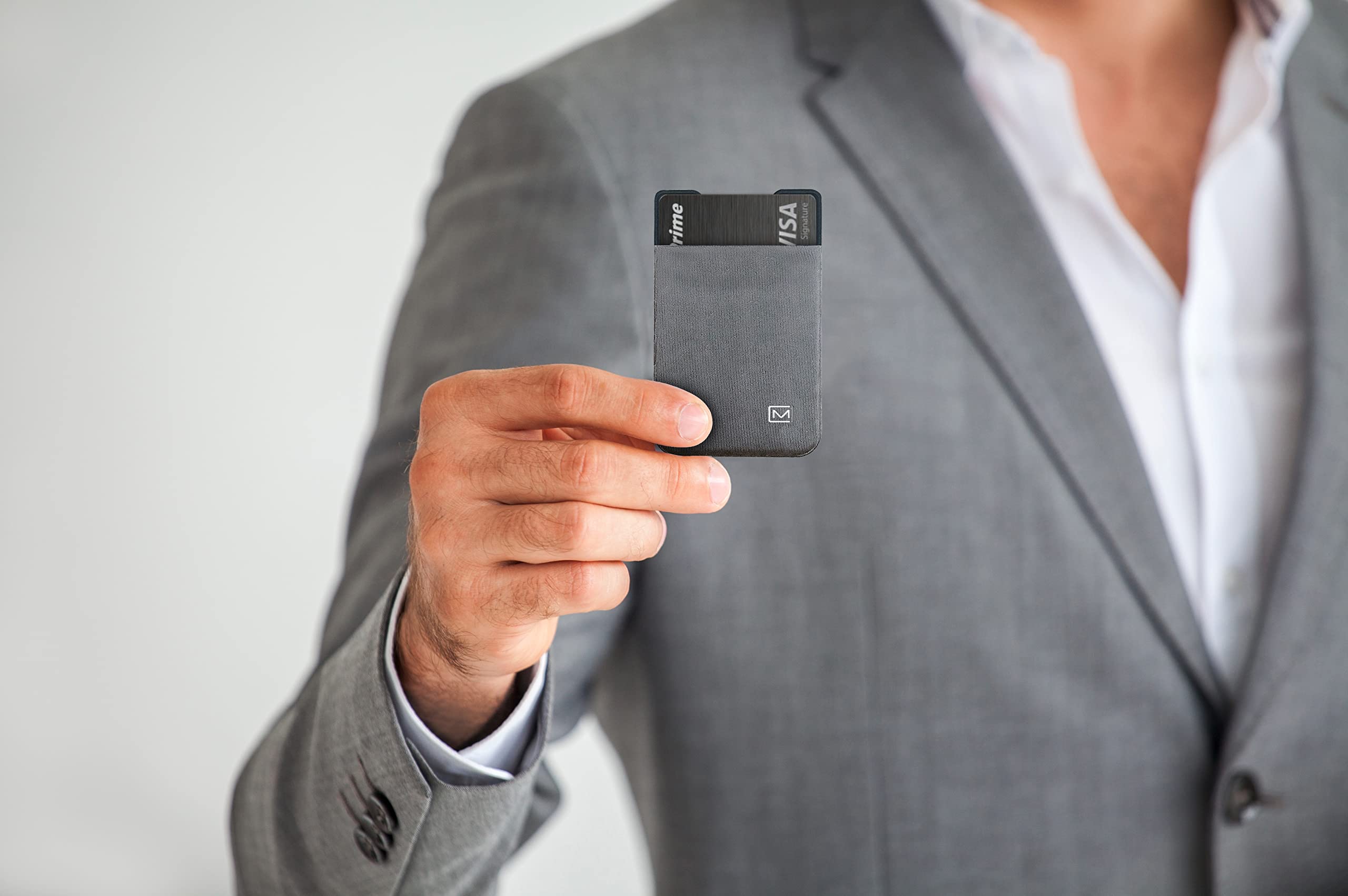 Elastic Minimal Card Holder - Slim Credit Card Wallet for Men & Women with 2 Card Slots, Ultra Thin Design, Perfect for Business Cards & Everyday Use (Gray)
