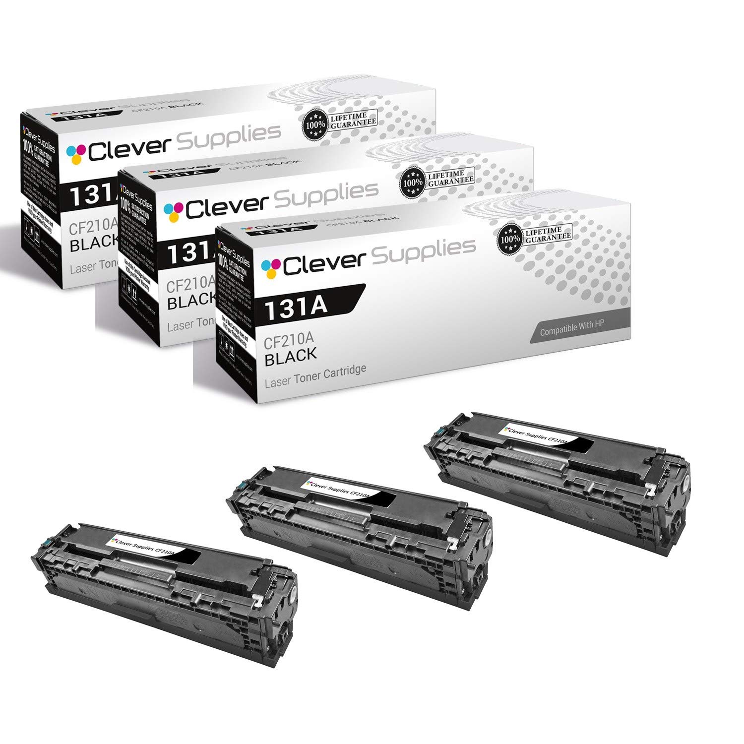 HP Pro 200 M276 CF210A Compatible Toner Cartridge - 3-Pack Black Replacement for HP 131A, Color Pro 200, M251NW & M276NW Printers - Perfect for Office & Home Printing Needs