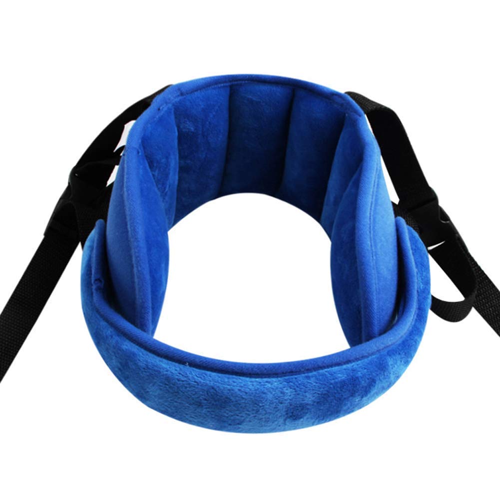 Adjustable Toddler Car Seat Head Support Band - Soft Safety Straps Cover for Neck Relief - Baby Head Support Cushion for Infants (Blue) - Perfect for Long Car Rides & Travel Comfort