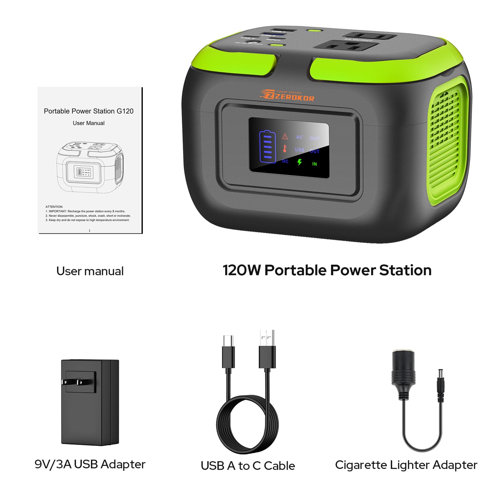 120W Portable Power Station with 97.6Wh Lithium Battery - 110V AC Outlet & USB-C Input | Compact Solar Generator for Camping, Home Backup, Van Life & Outdoor Adventures | Emergency Power Supply for Blackouts, Travel & Mobile Device Charging