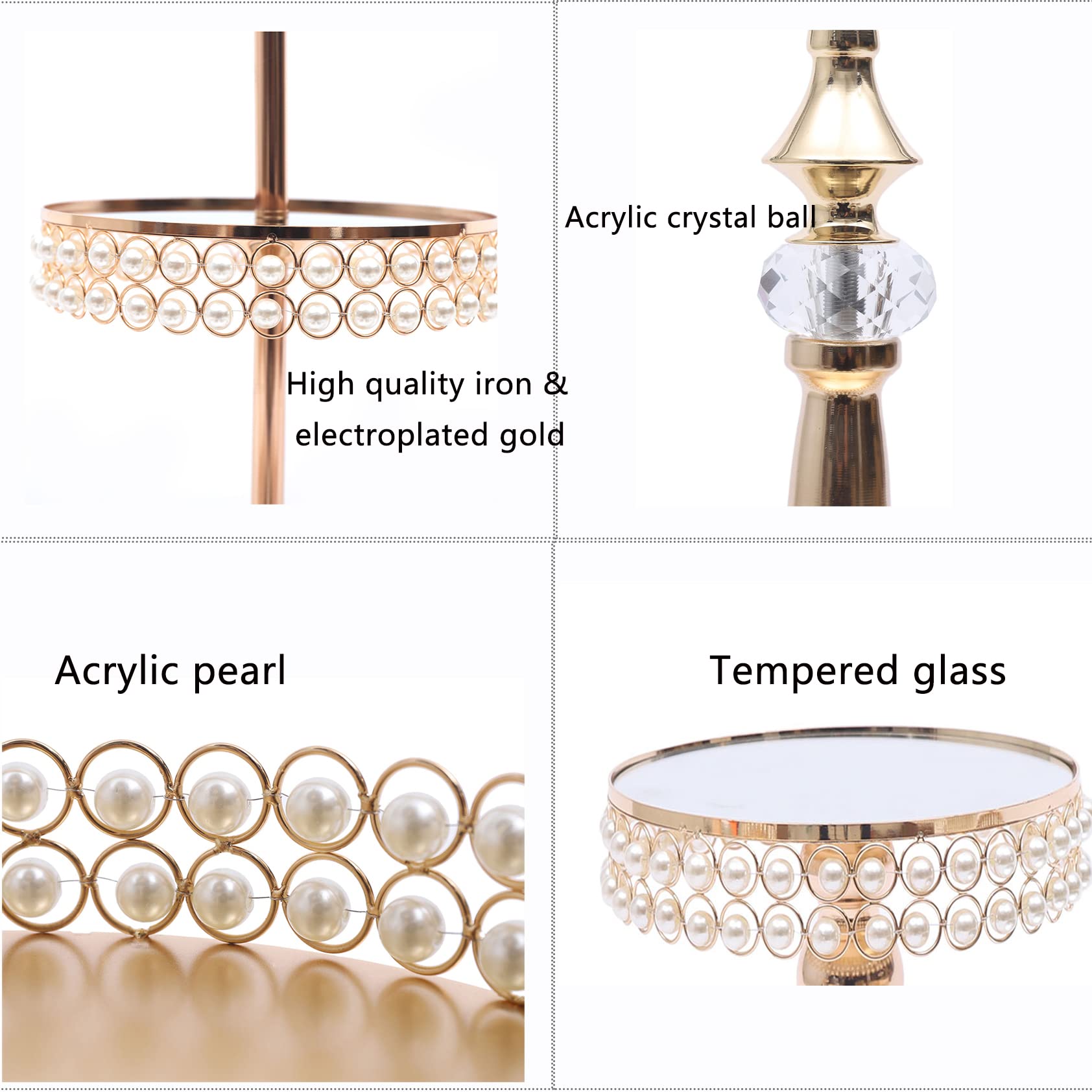 TFCFL 9PCS Gold Cake Stand Set - Elegant Metal Cupcake Holder with Acrylic Mirror - Perfect for Wedding, Birthday Party & Dessert Display - Ideal for Fruits, Pastries & Sweet Treats Presentation