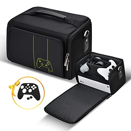 G-STORY Protective Carrying Case for Xbox Series S Console - Travel Storage Bag with Silicone Cover Skin Protector - Holds Xbox Controllers, Games & Accessories - Perfect for Travel, Gaming Parties & Secure Storage