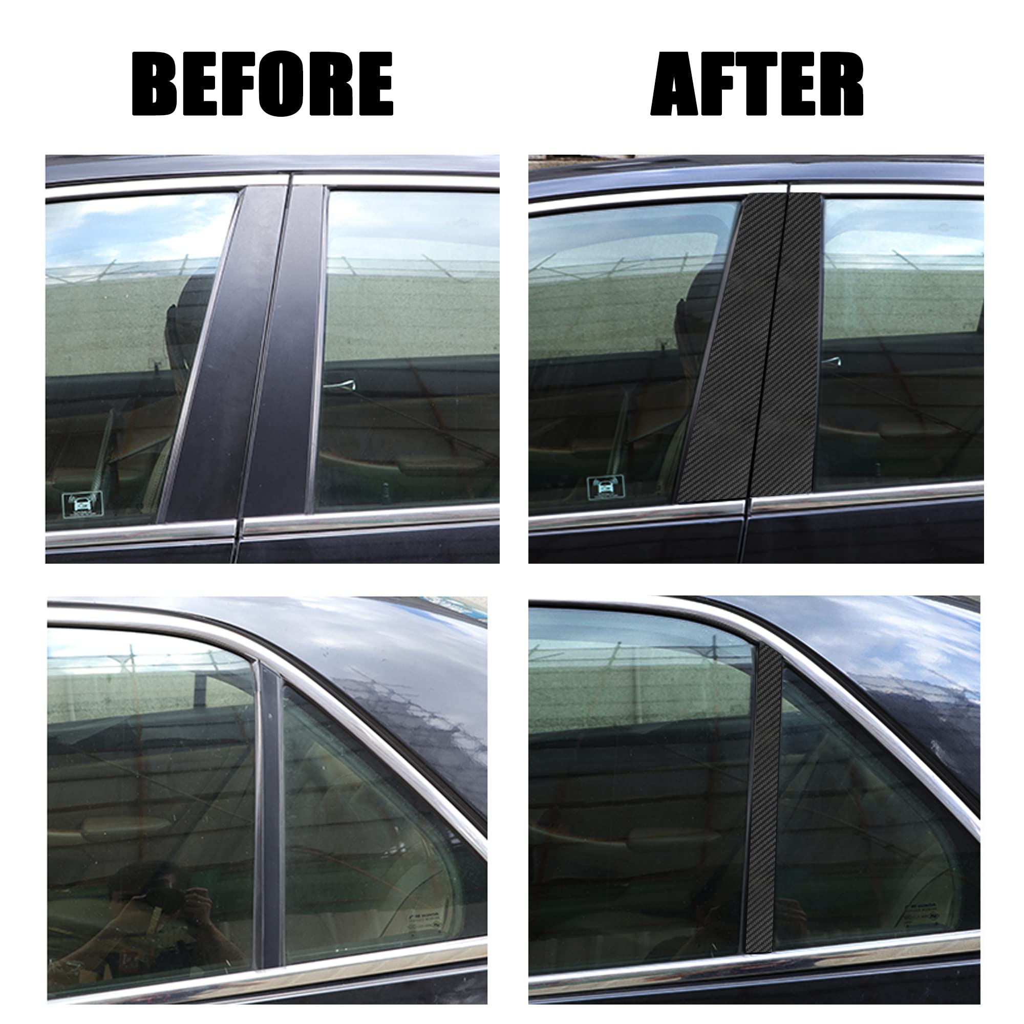 6pcs Carbon Fiber Car Window Pillar Stickers for 2013-2017 Honda Accord Sedan - Vinyl Overlay Trim Wrap for Exterior Auto Accessories & Customization (Perfect for Car Shows & Personalization)