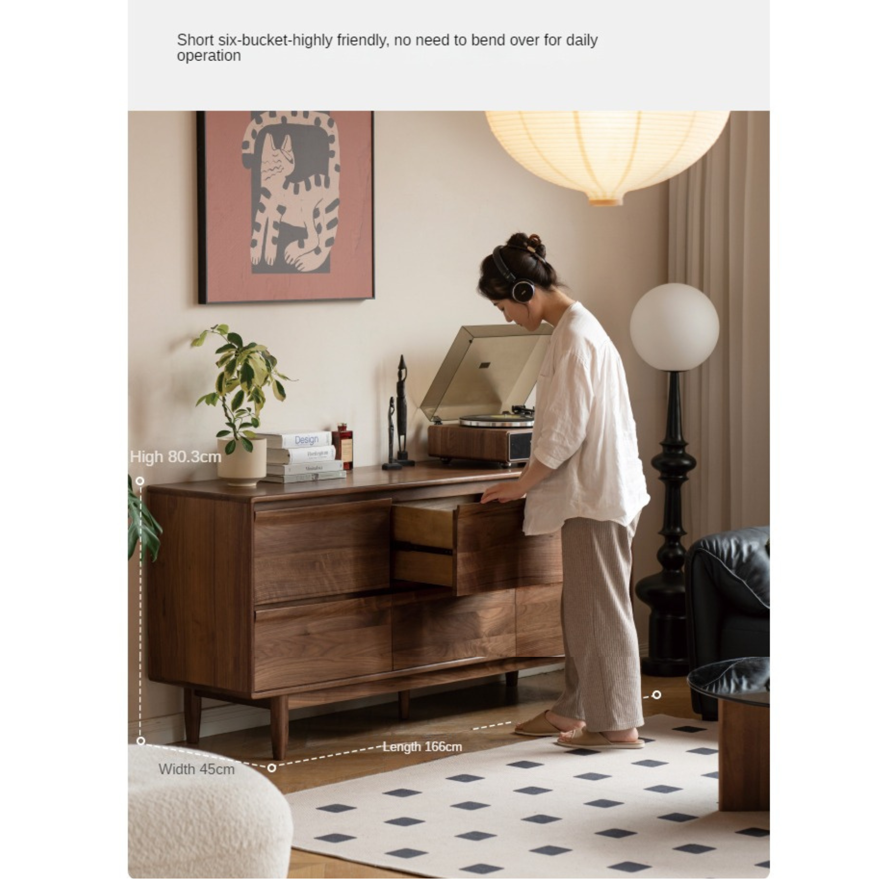 Solid Black Walnut Wood Dresser - 6-Drawer Bedroom Storage Furniture for Master Bedroom, Guest Room & Nursery Organization