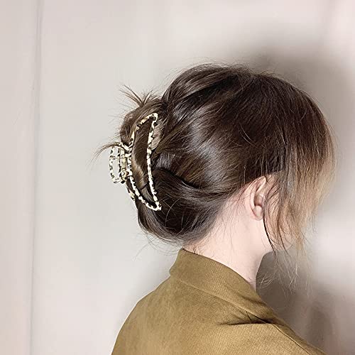 CACAZI Large Hair Claw Clips 4PCS Set - Fashionable Hollow Design Hair Clips for Women, Elegant Barrettes & Jaw Clips for Ponytails, Buns & Updos - Perfect for Work, Parties & Everyday Styling