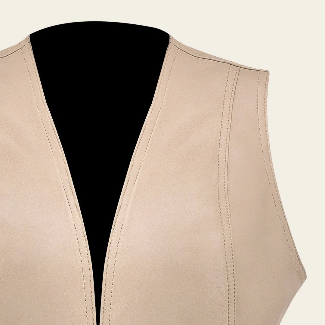 M320COC Cuadra Ivory Western Fashion Lambskin Leather Vest for Women - Stylish Cowgirl Outfit for Rodeo, Country Concerts & Casual Wear