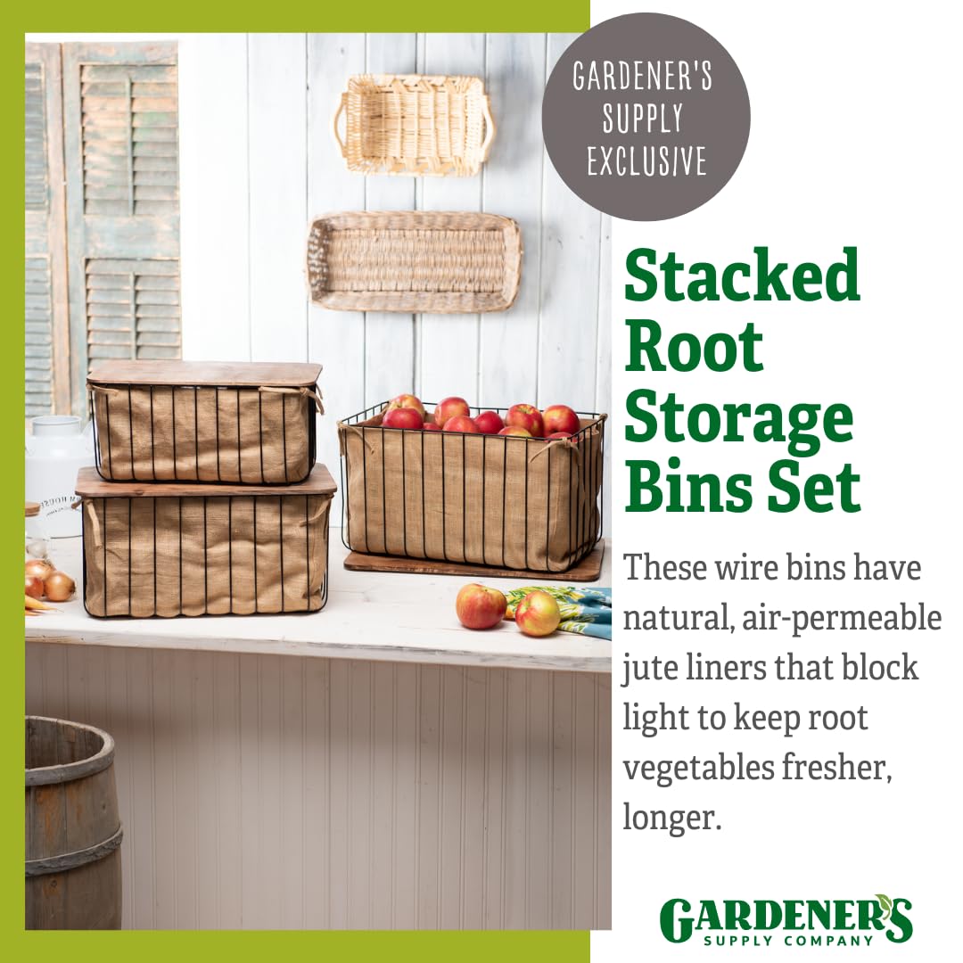Stackable Root Vegetable Storage Bins Set for Potatoes, Onions & Carrots - Durable Plastic Garden Harvest Organizer for Kitchen Pantry & Root Cellar Organization