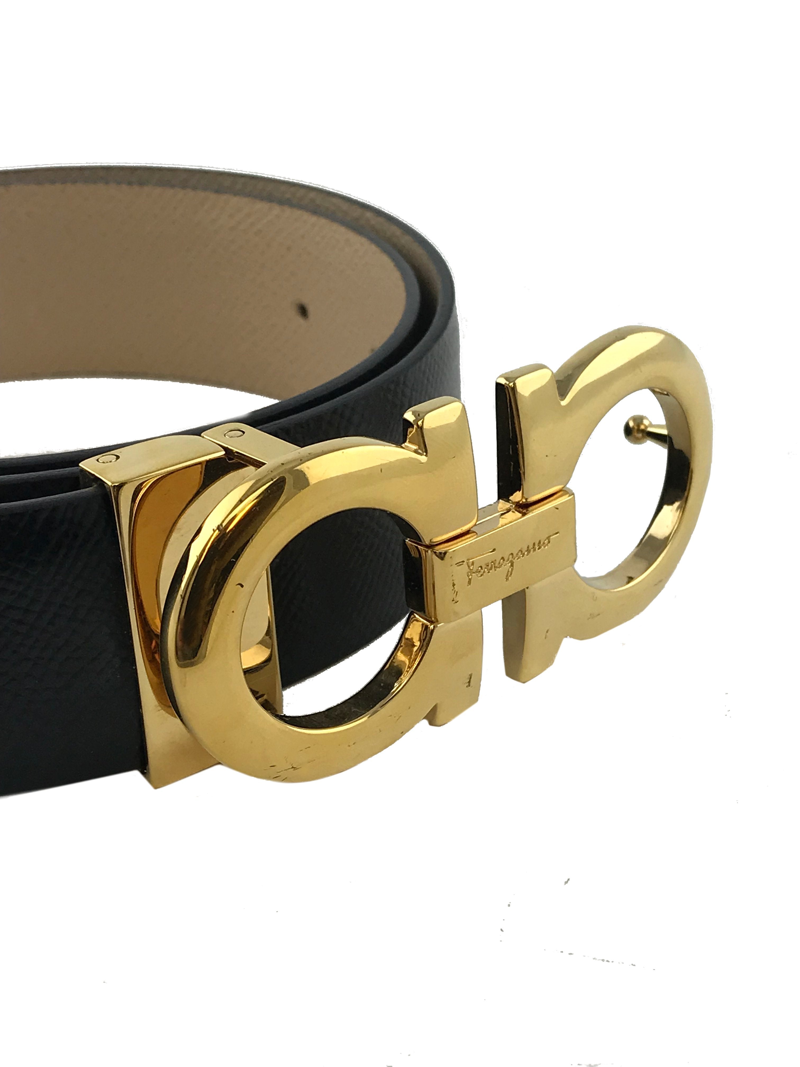 Salvatore Ferragamo Gancini Reversible Leather Belt for Men & Women - Premium Italian Designer Belt for Business & Casual Wear