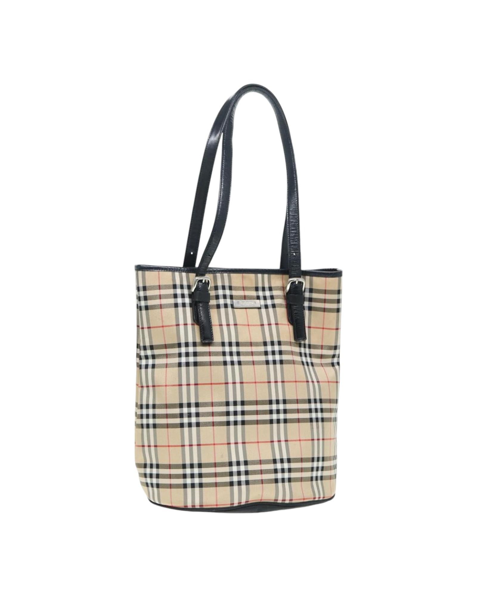 Stylish Beige & Black Checkered Tote Bag - Classic Plaid Design for Women, Perfect for Work, Travel, and Everyday Use
