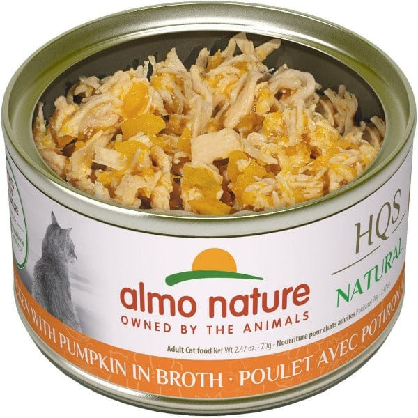 Almo Nature HQS Natural Chicken with Pumpkin in Broth Canned Cat Food - Grain-Free Wet Cat Food for Adult & Senior Cats - Perfect for Digestive Health & Weight Management