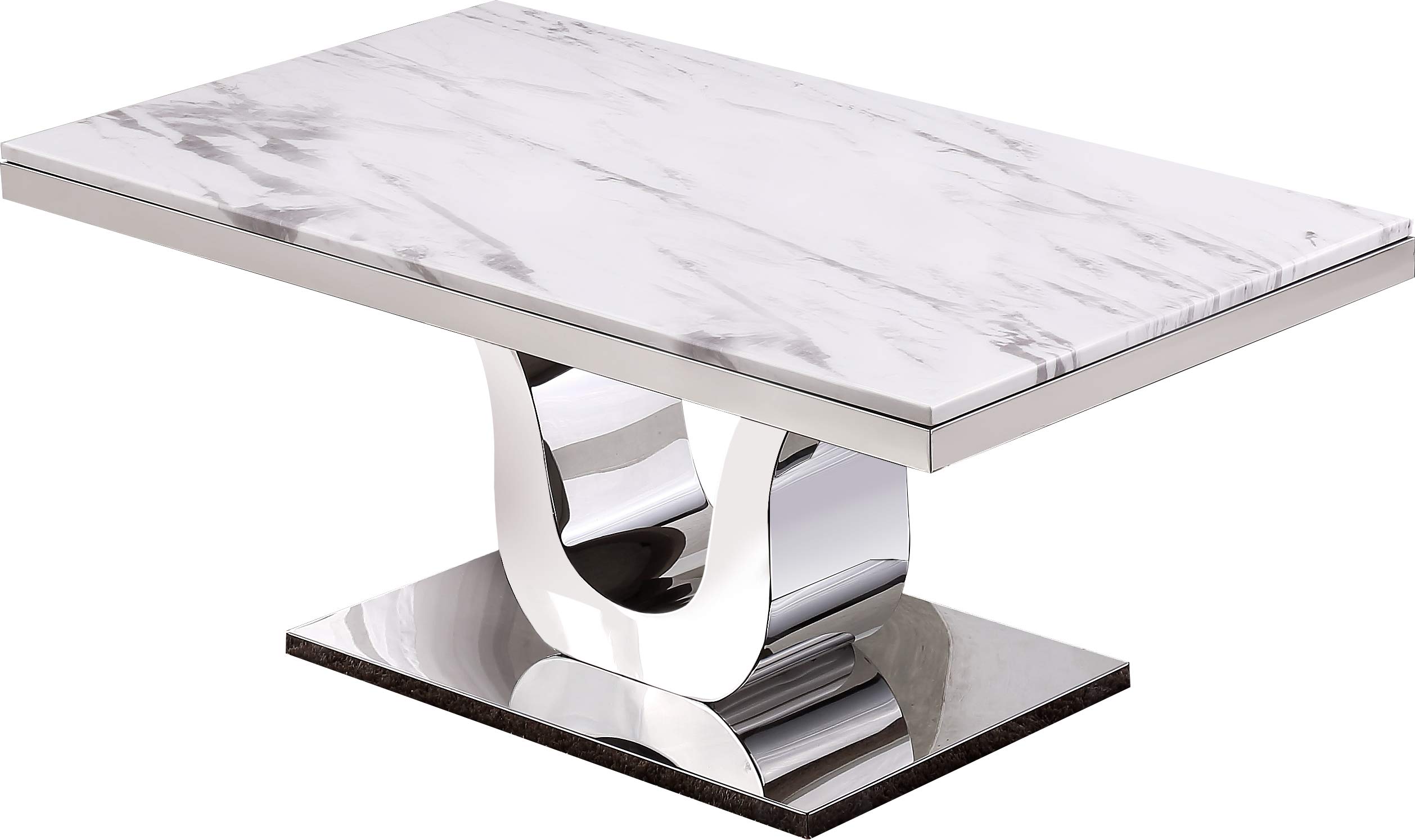 4-Piece White & Silver Coffee Table Set - Living Room Furniture