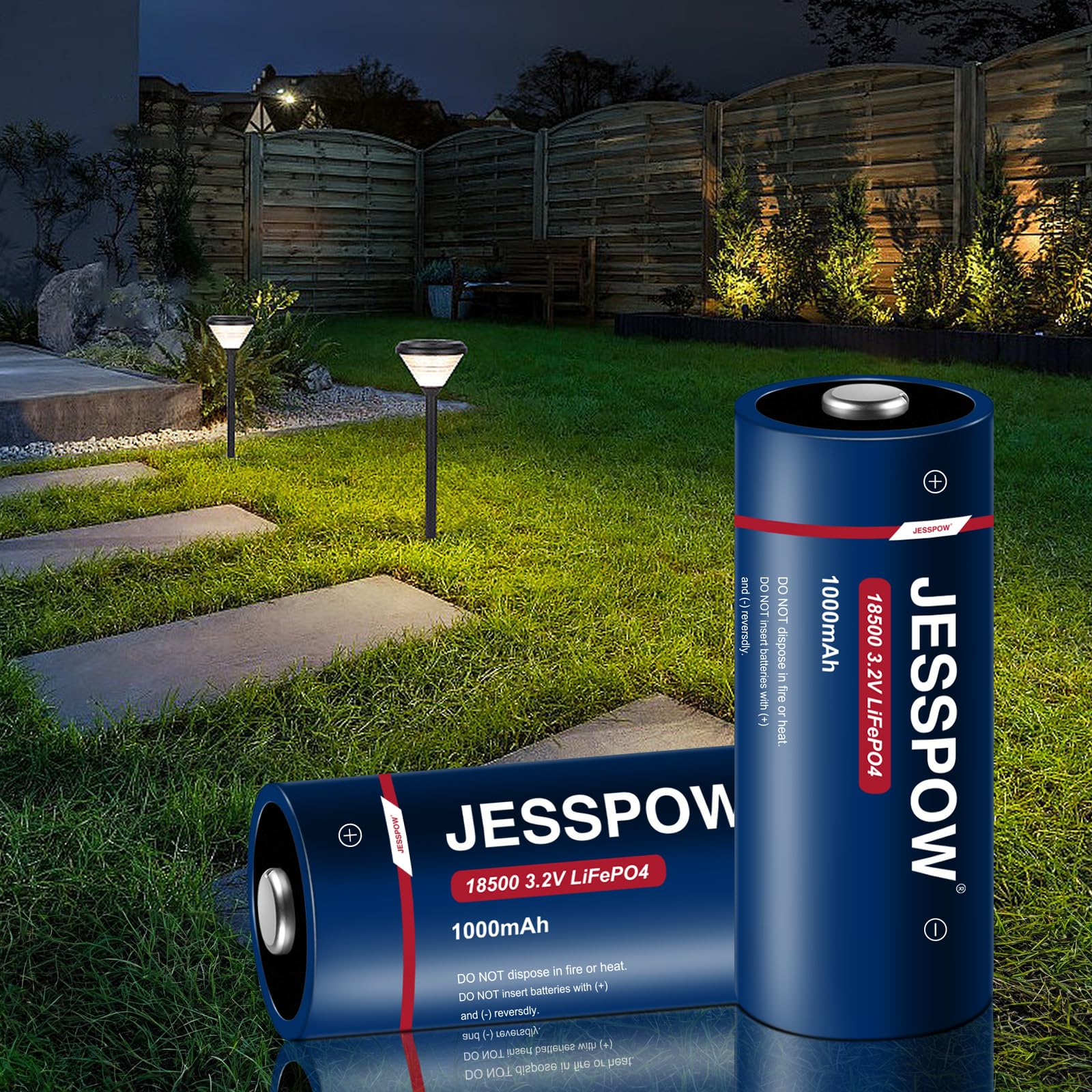 4 Pack 18500 LiFePO4 Rechargeable Batteries 3.2V 1000mAh - Solar Light Batteries for Outdoor Garden Lights, Flashlights & Solar Powered Devices (Not AA Battery) - Perfect for Camping, Emergency Kits & Solar Energy Storage