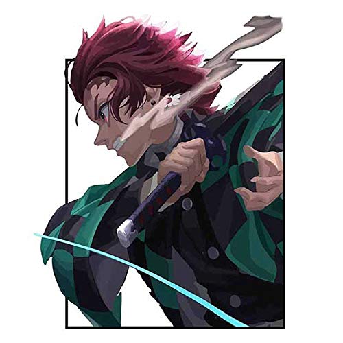 EARLFAMILY 5.1'' Cool Car Sticker for Demon Slayer Tanjiro Graphics - Waterproof Window & Door Auto Decal - Perfect for Cars, Trucks, and Motorcycles