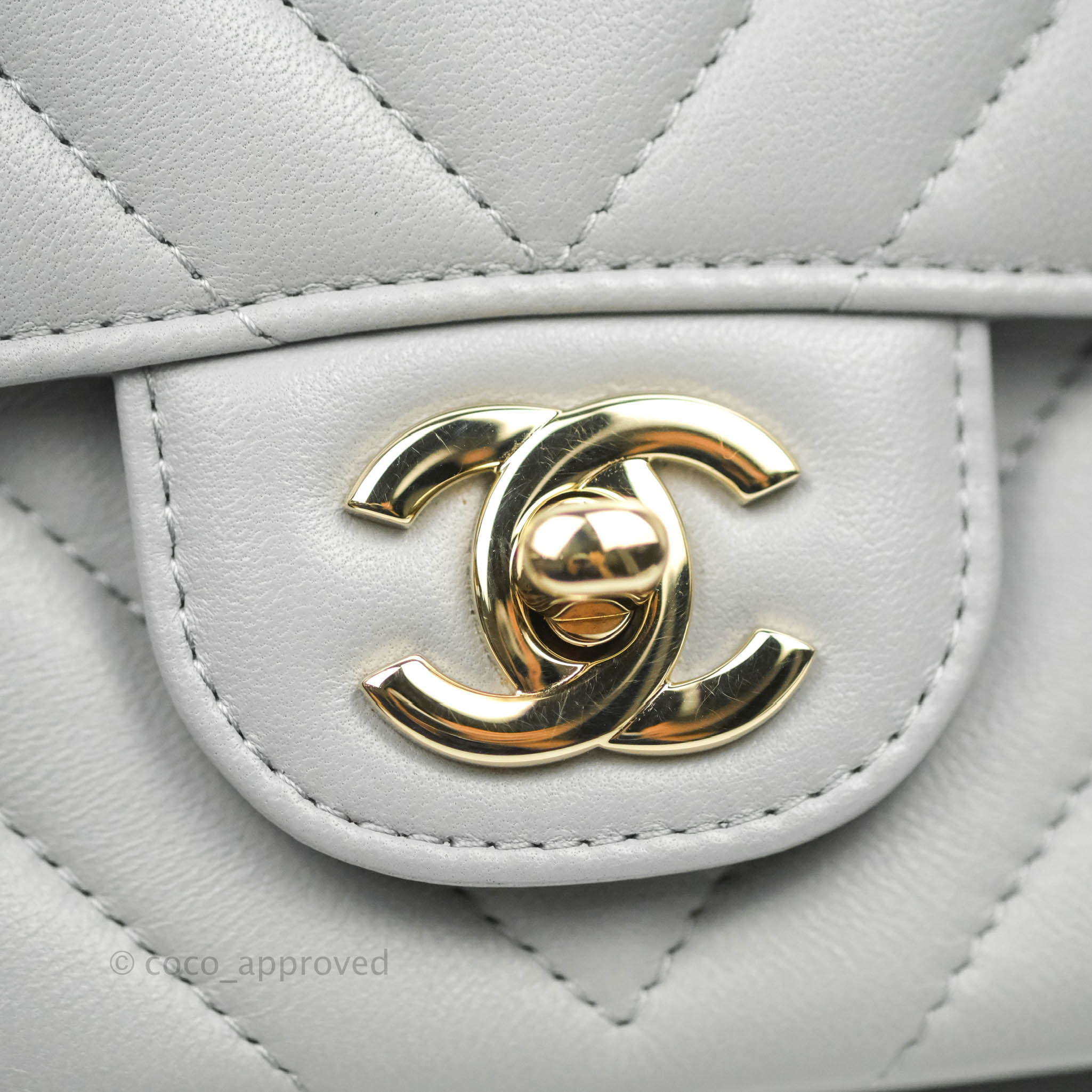 Chanel Chevron Mini Rectangular Flap Bag in Grey Lambskin Leather with Gold Hardware - 20S Collection | Luxury Crossbody Purse for Women, Perfect for Parties & Evening Events