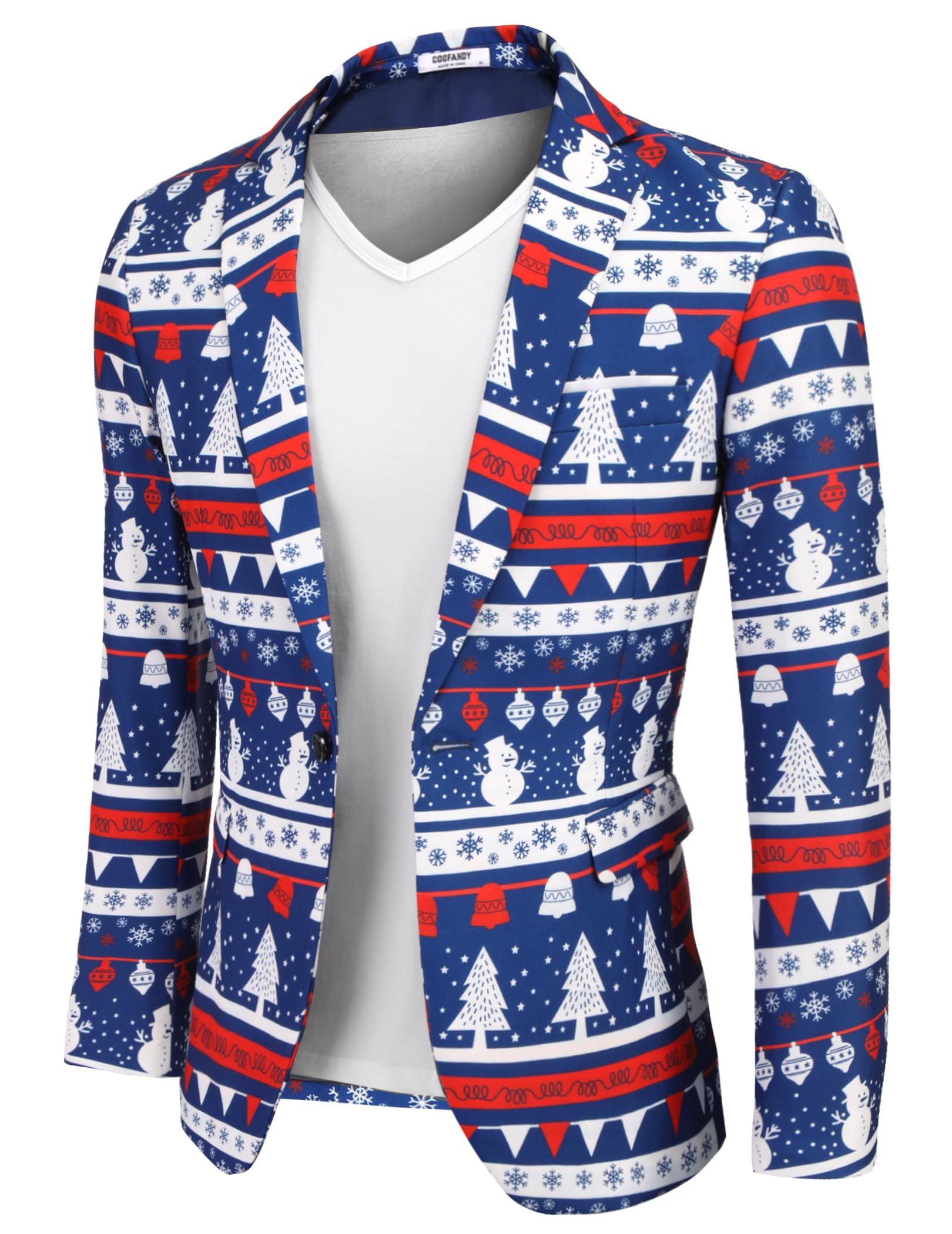 COOFANDY Men's Christmas Blazer - Holiday Party Jacket for Xmas & Halloween Events