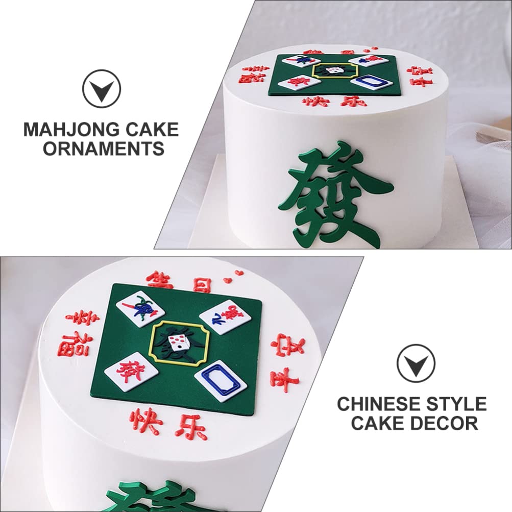 ABOOFAN 3Pcs Chinese Mahjong Cake Topper Set - Mahjong Tile Decorations for Birthday Cakes, Baking Supplies & Dessert Decor - Perfect for Birthday Parties, Themed Events & Asian-Inspired Celebrations