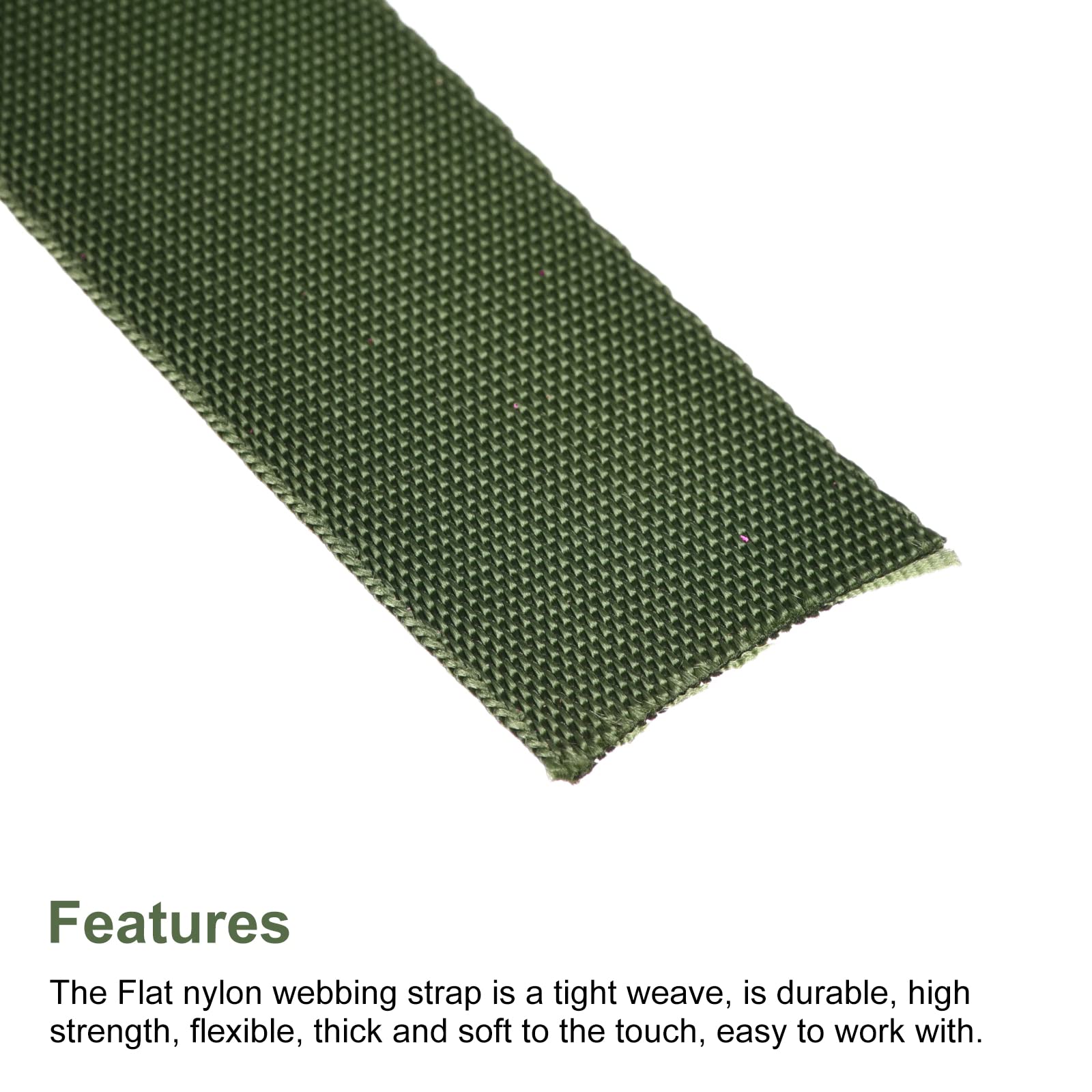 1 Inch x 4 Yards Dark Green Nylon Webbing Strap for Backpacks, Cargo Straps & Luggage Racks - Heavy Duty Flat Nylon Belt for DIY, Outdoor Gear & Travel Accessories