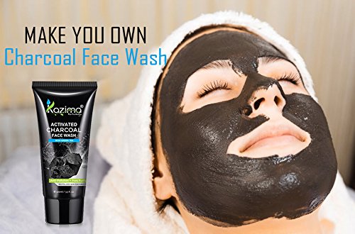 KAZIMA Activated Charcoal Face Wash with Green Tea - Anti Pollution, Anti Aging & Acne Treatment for Clear Skin (Pack of 3 x 100ml) | Deep Cleansing, Pore Minimizer & Skin Detox | Perfect for Daily Skincare Routine & Post-Workout Refresh