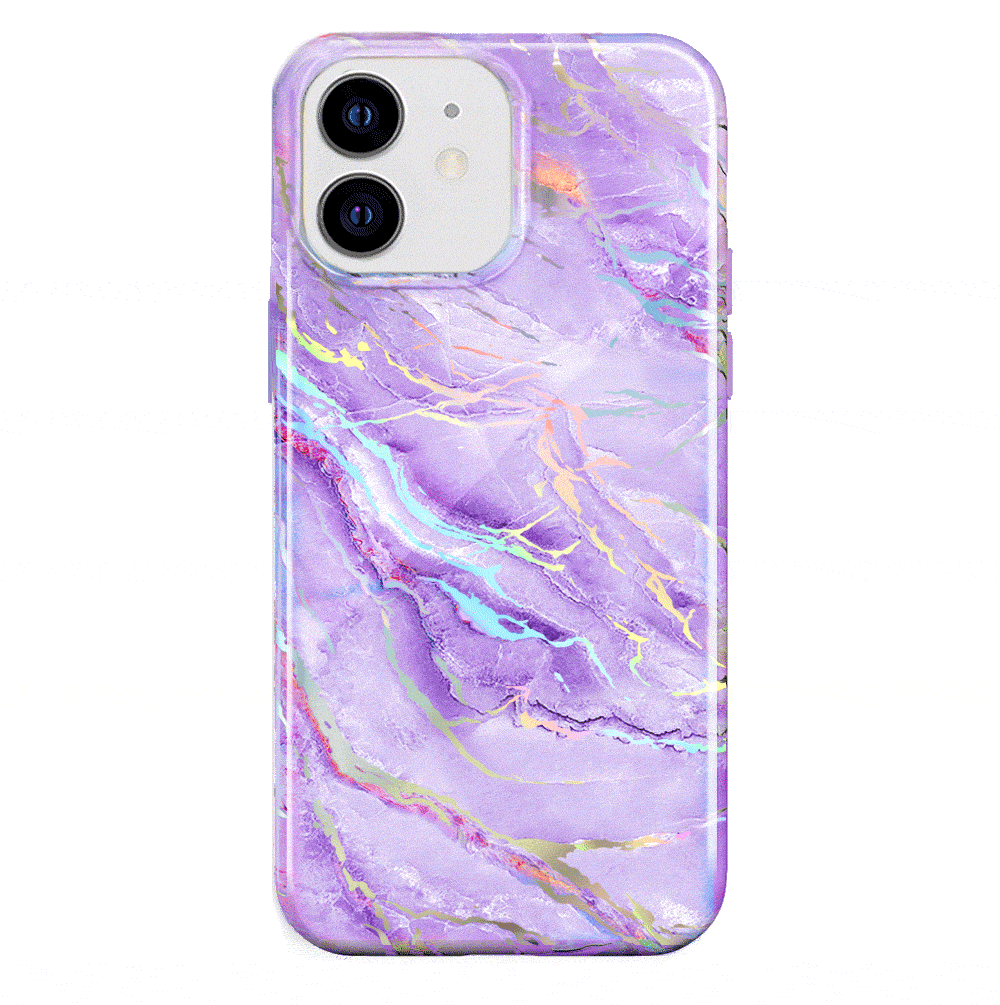 Purple Holographic Moonstone iPhone Case - Durable & Stylish Phone Cover for iPhone 13/14/15 Pro Max - Perfect for Everyday Use, Travel & Gift Giving