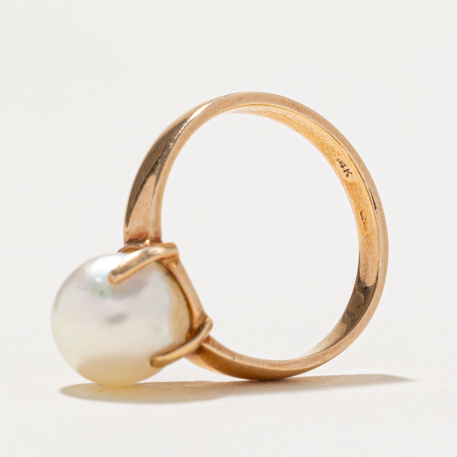 Solitaire Pearl Ring for Women - 6.5 Size, Elegant White Pearl Engagement Ring, Wedding Band, Anniversary Gift Jewelry - Perfect for Proposals, Bridal Sets, and Special Occasions