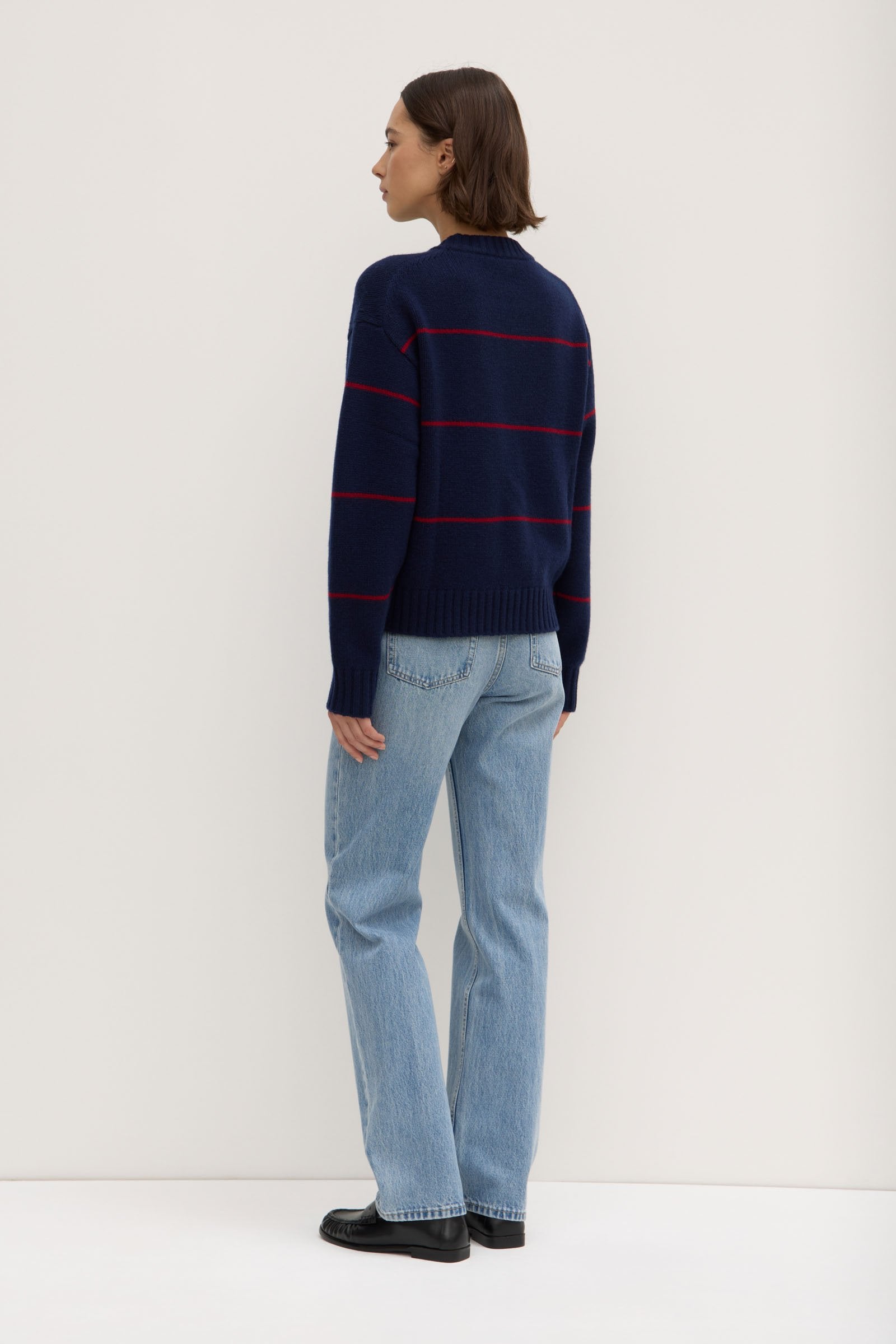 Beau Stripe Merino Wool Knit Sweater - Soft & Warm Winter Pullover for Women - Perfect for Casual Outfits & Cozy Evenings