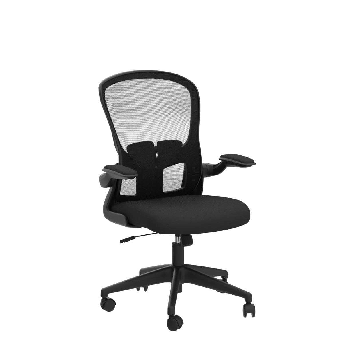 FelixKing Ergonomic Office Chair with Wheels - Adjustable Lumbar Support & Height, Swivel Computer Desk Chair with Flip-Up Armrests & Mesh Backrest - Perfect for Home Office, Gaming, and Workspaces (Black)